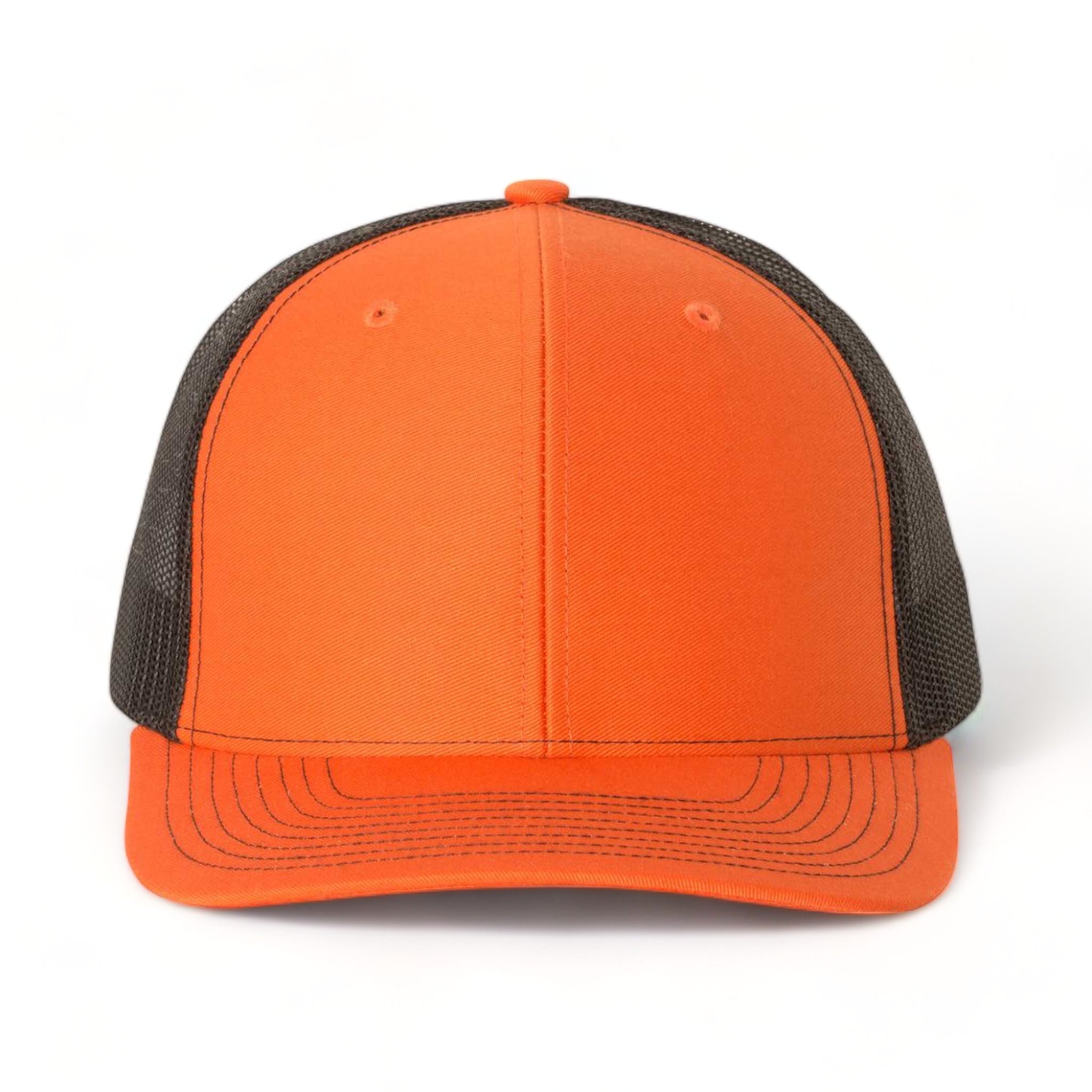 Front view of Richardson 112 custom hat in orange and black