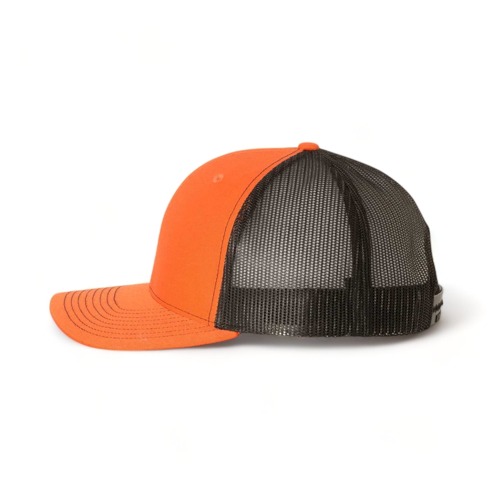 Side view of Richardson 112 custom hat in orange and black