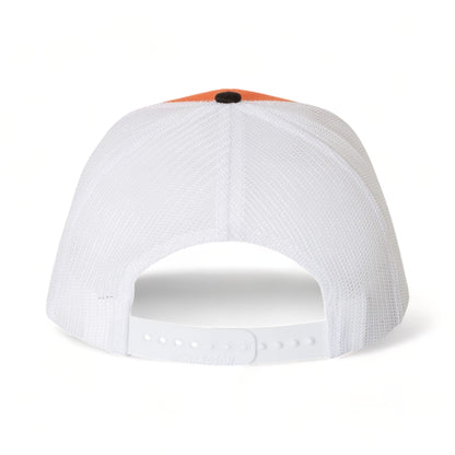 Back view of Richardson 112 custom hat in orange, white and black