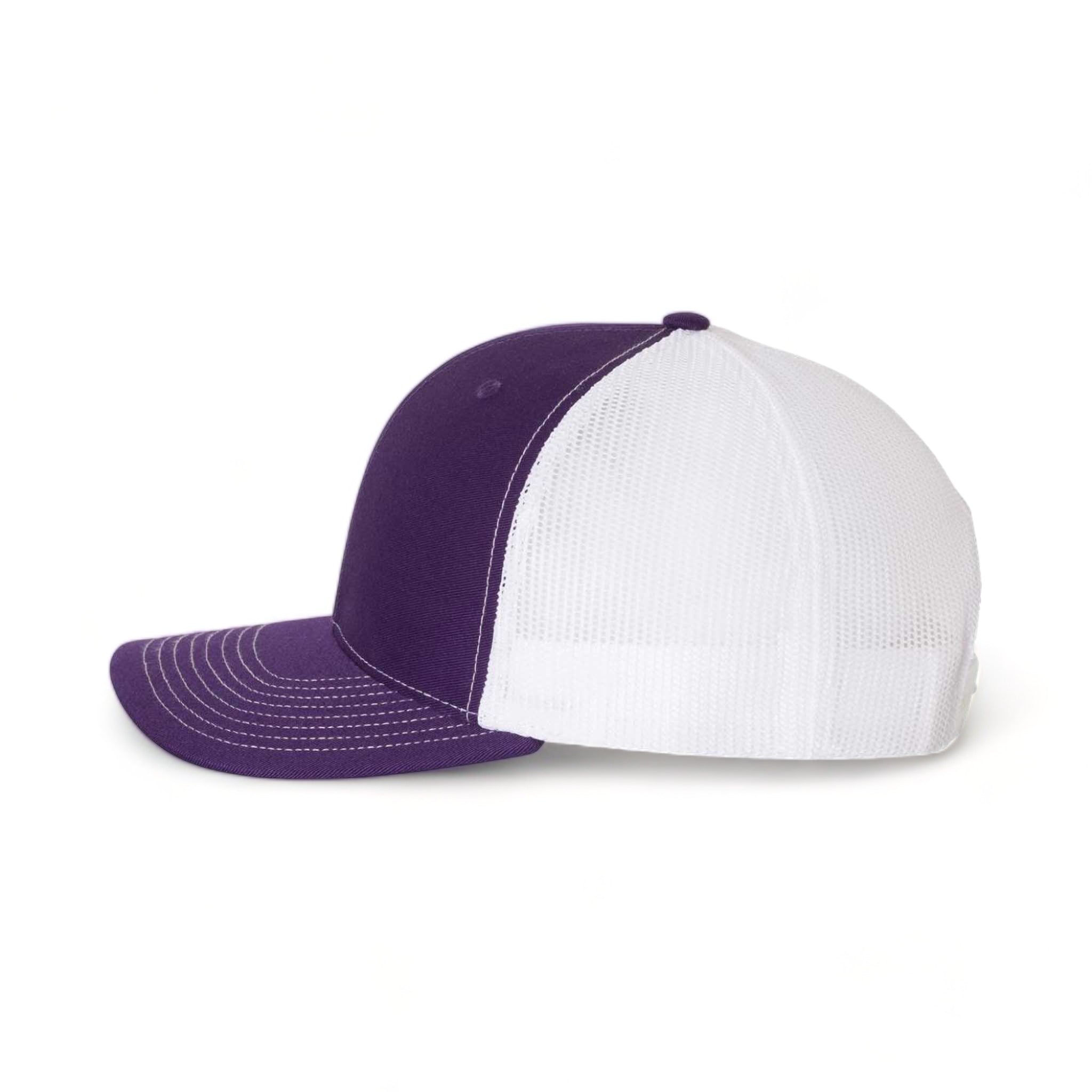 Side view of Richardson 112 custom hat in purple and white