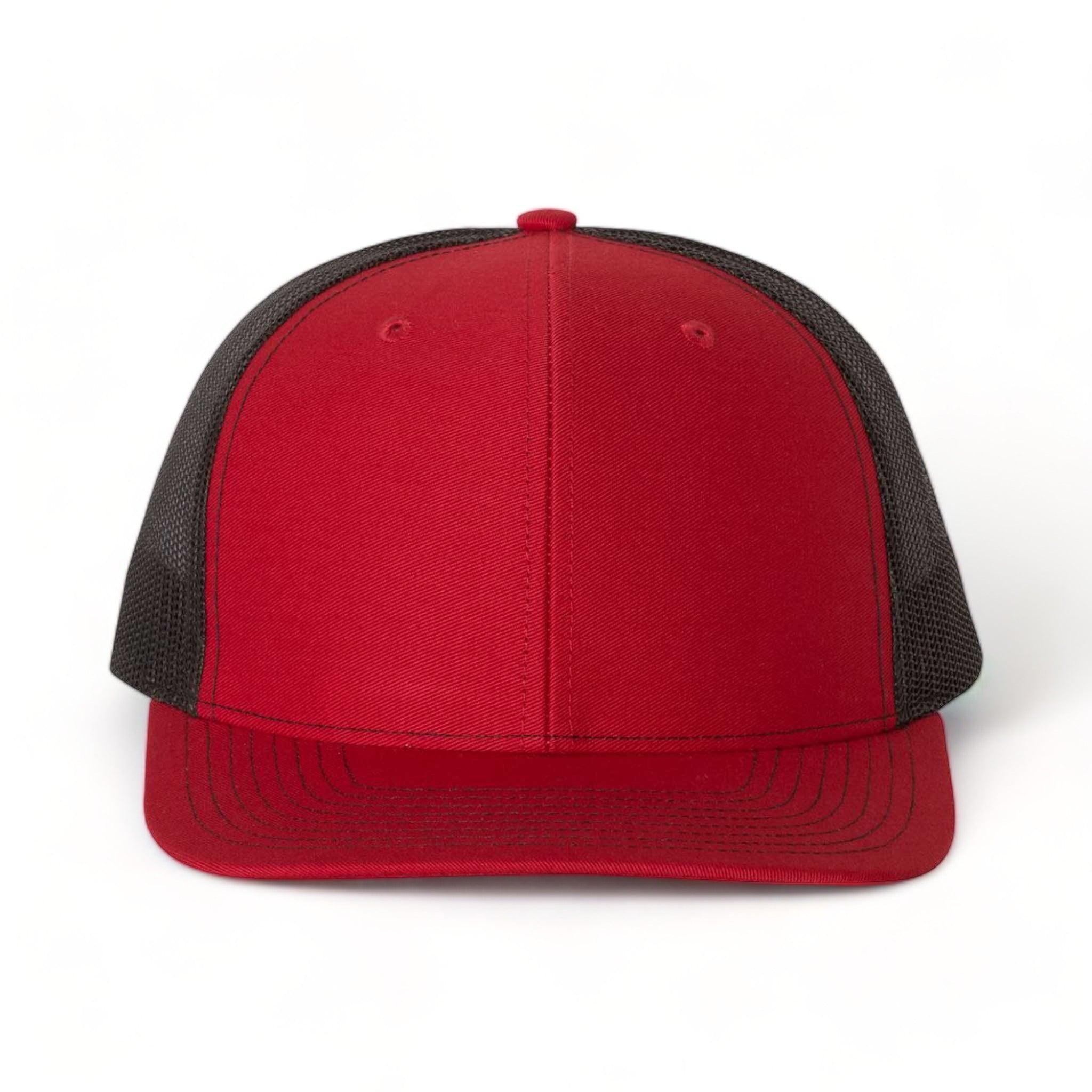Front view of Richardson 112 custom hat in red and black