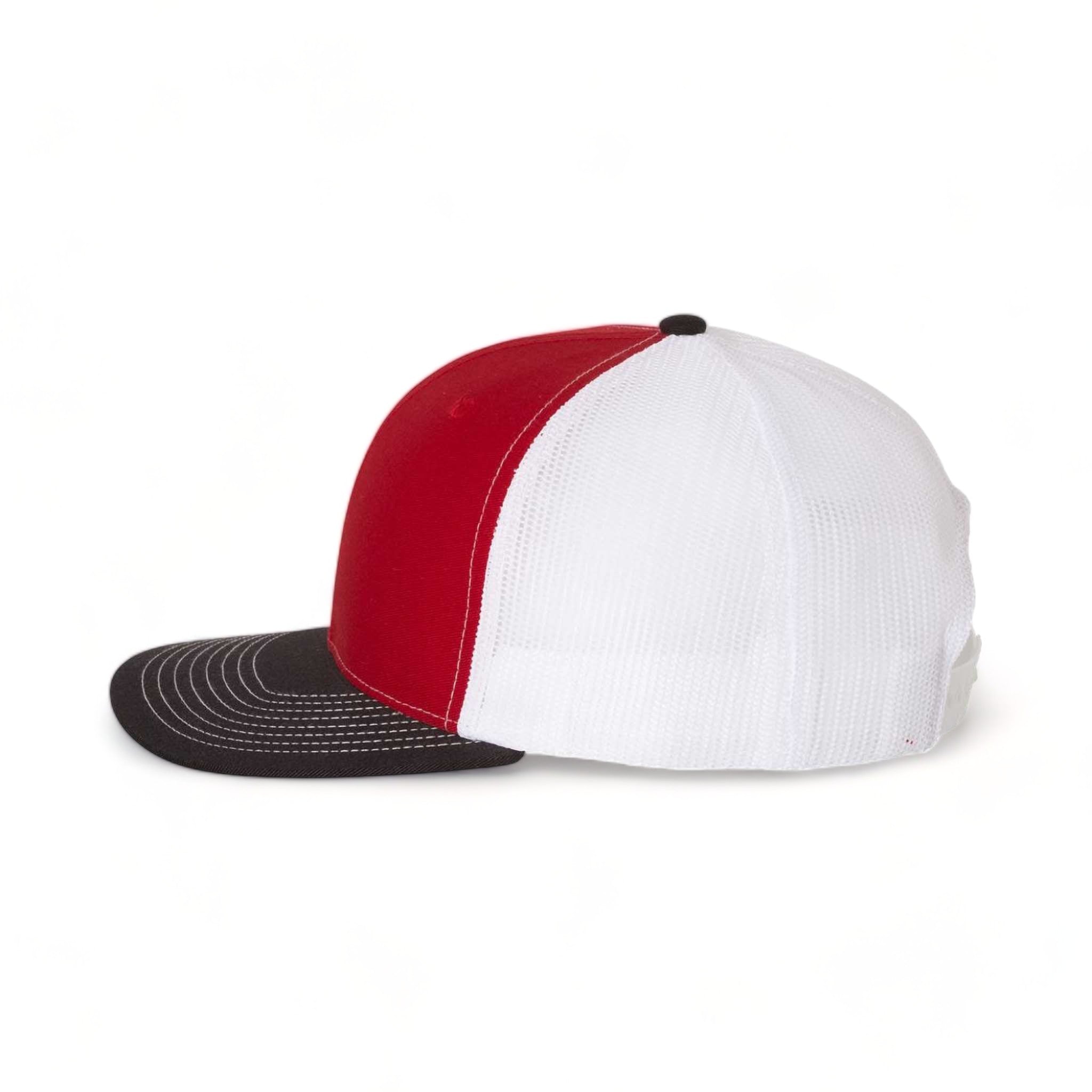 Side view of Richardson 112 custom hat in red, white and black