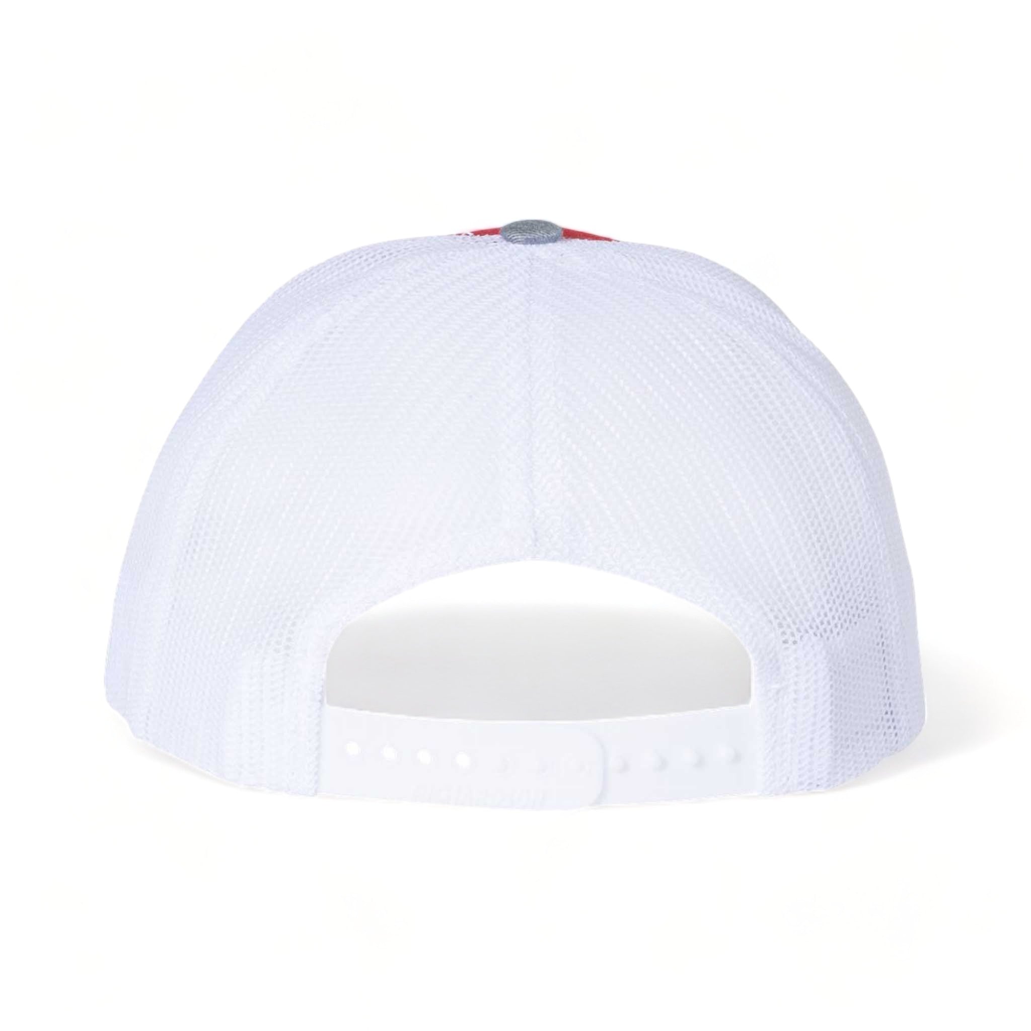 Back view of Richardson 112 custom hat in red, white and heather grey