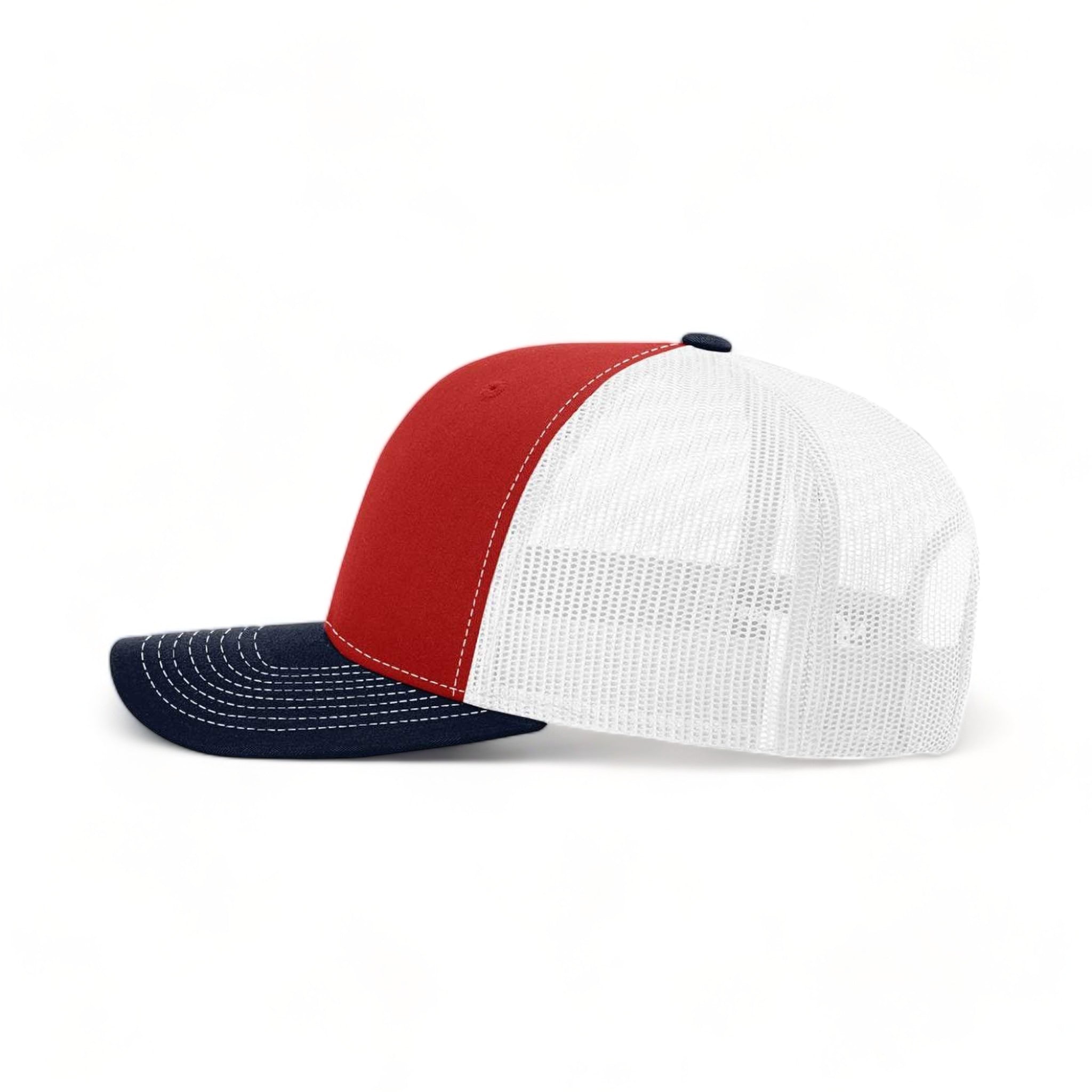 Side view of Richardson 112 custom hat in red, white and navy
