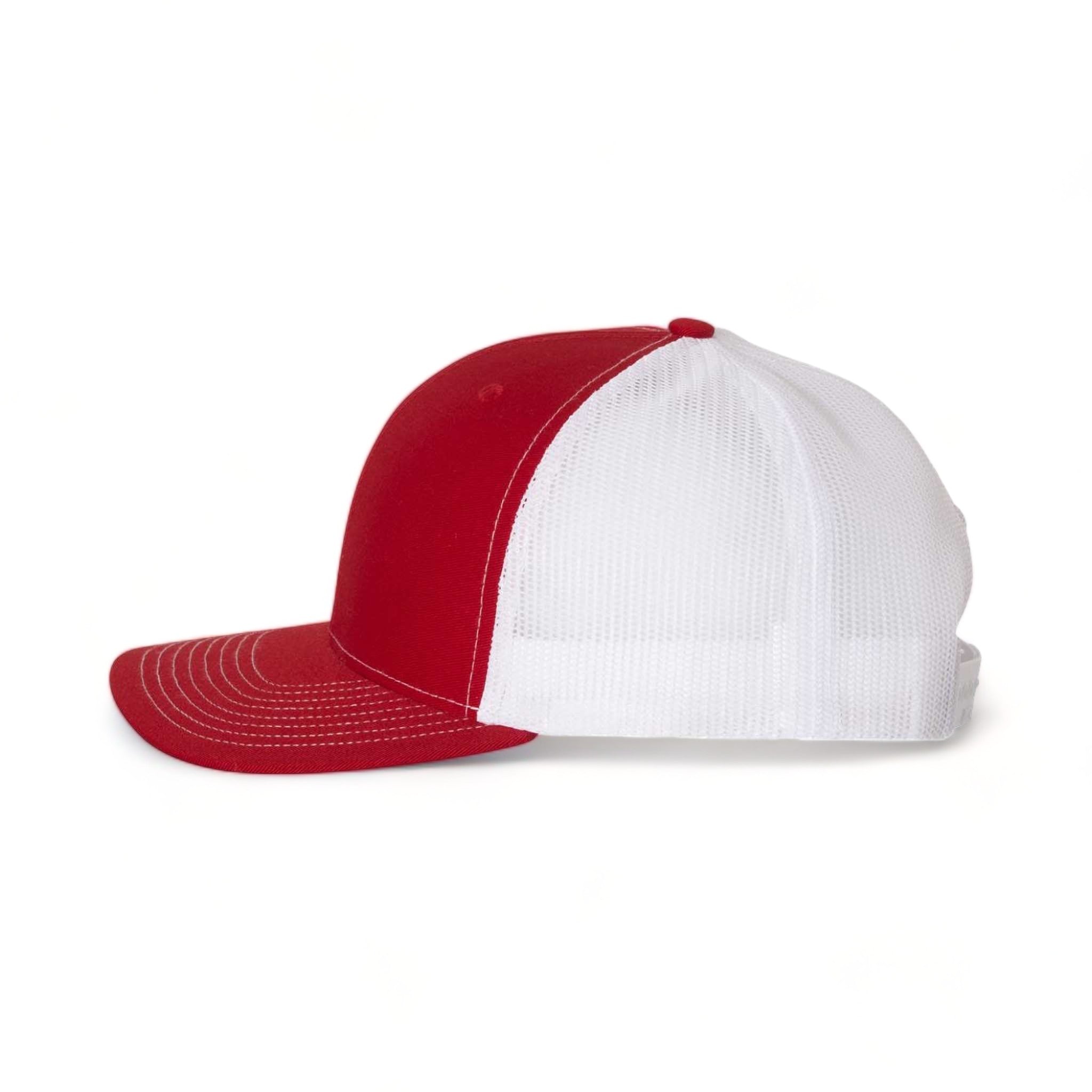 Side view of Richardson 112 custom hat in red and white