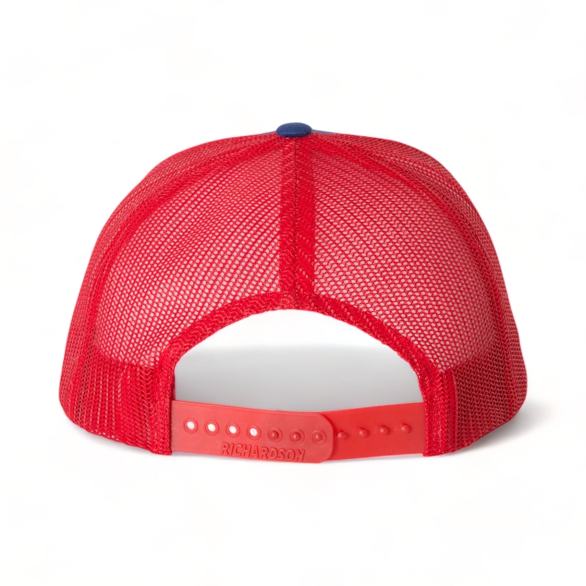 Back view of Richardson 112 custom hat in royal and red