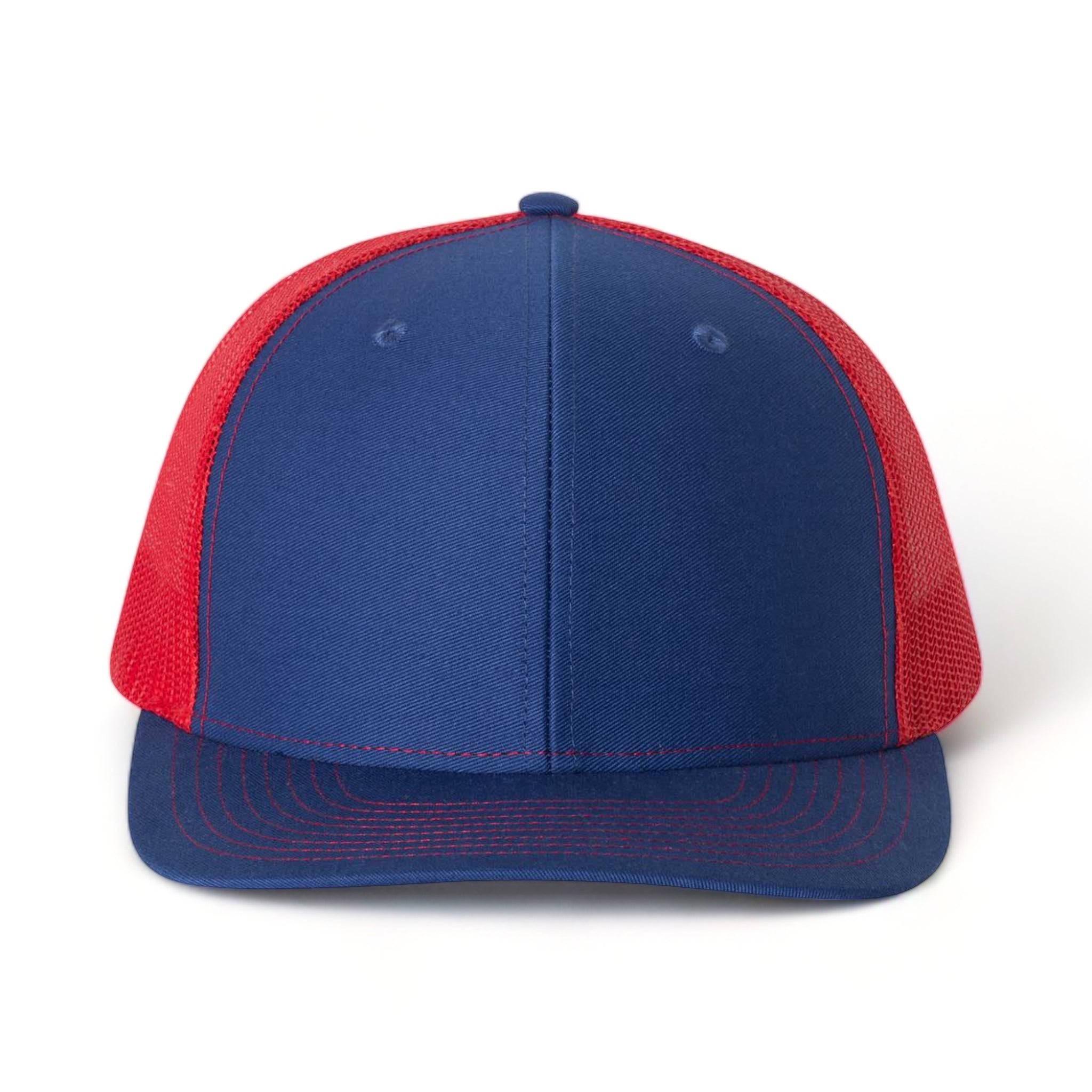 Front view of Richardson 112 custom hat in royal and red