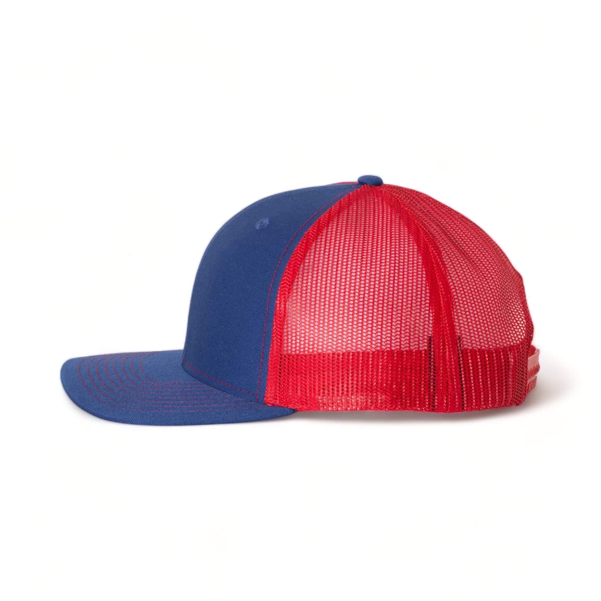 Side view of Richardson 112 custom hat in royal and red