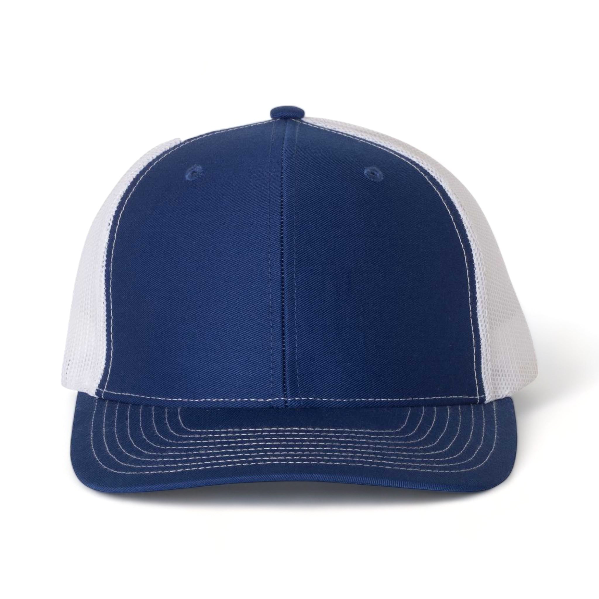 Front view of Richardson 112 custom hat in royal and white
