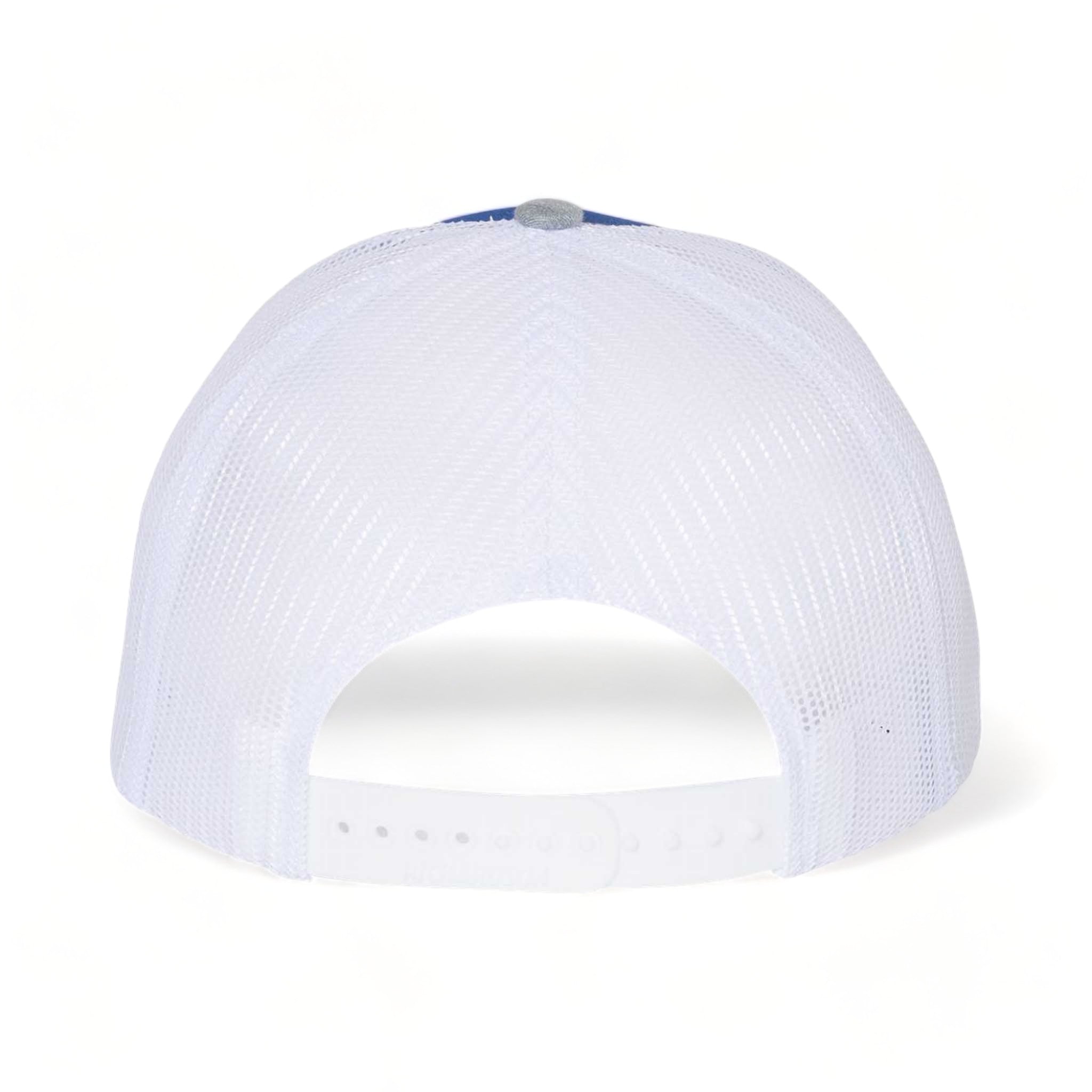Back view of Richardson 112 custom hat in royal, white and heather grey