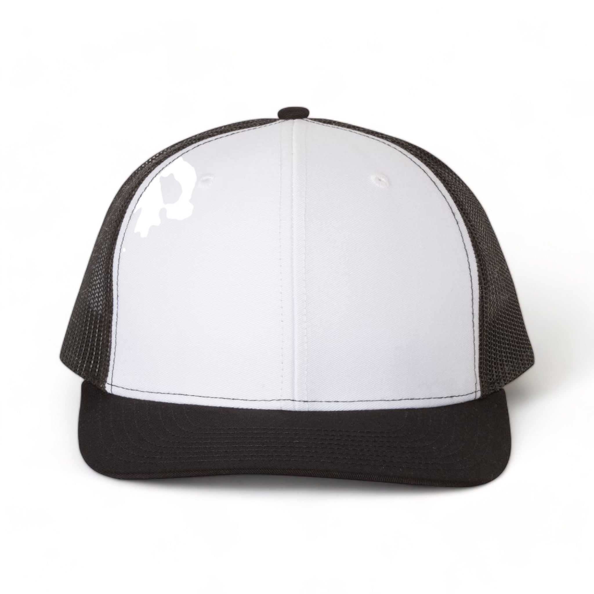 Front view of Richardson 112 custom hat in white and black