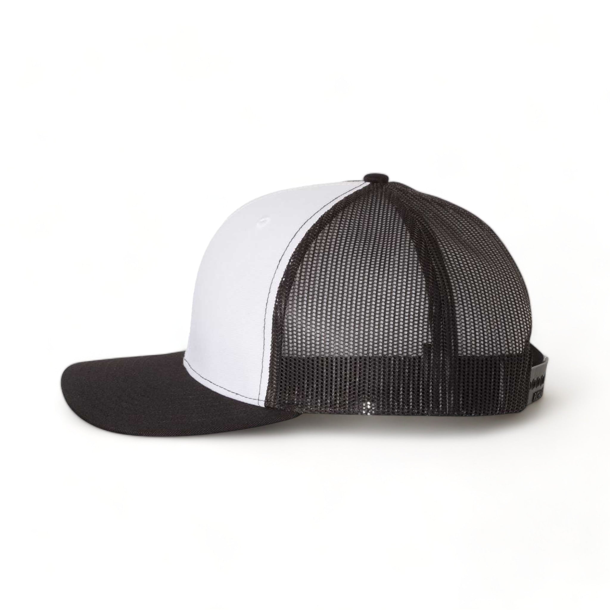 Side view of Richardson 112 custom hat in white and black