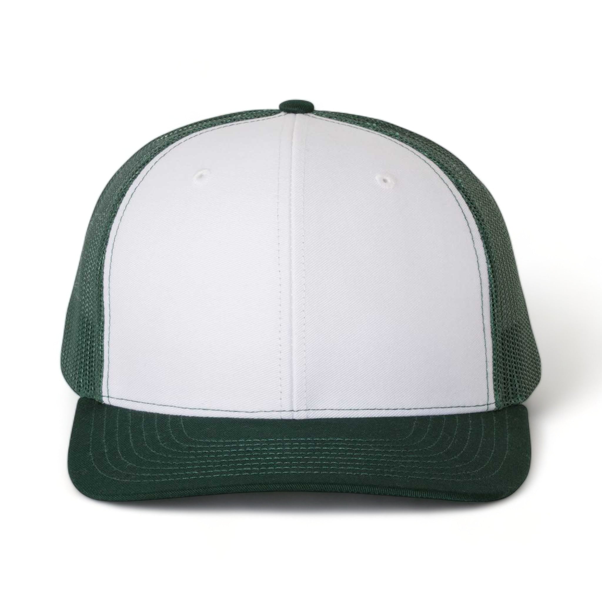 Front view of Richardson 112 custom hat in white and dark green
