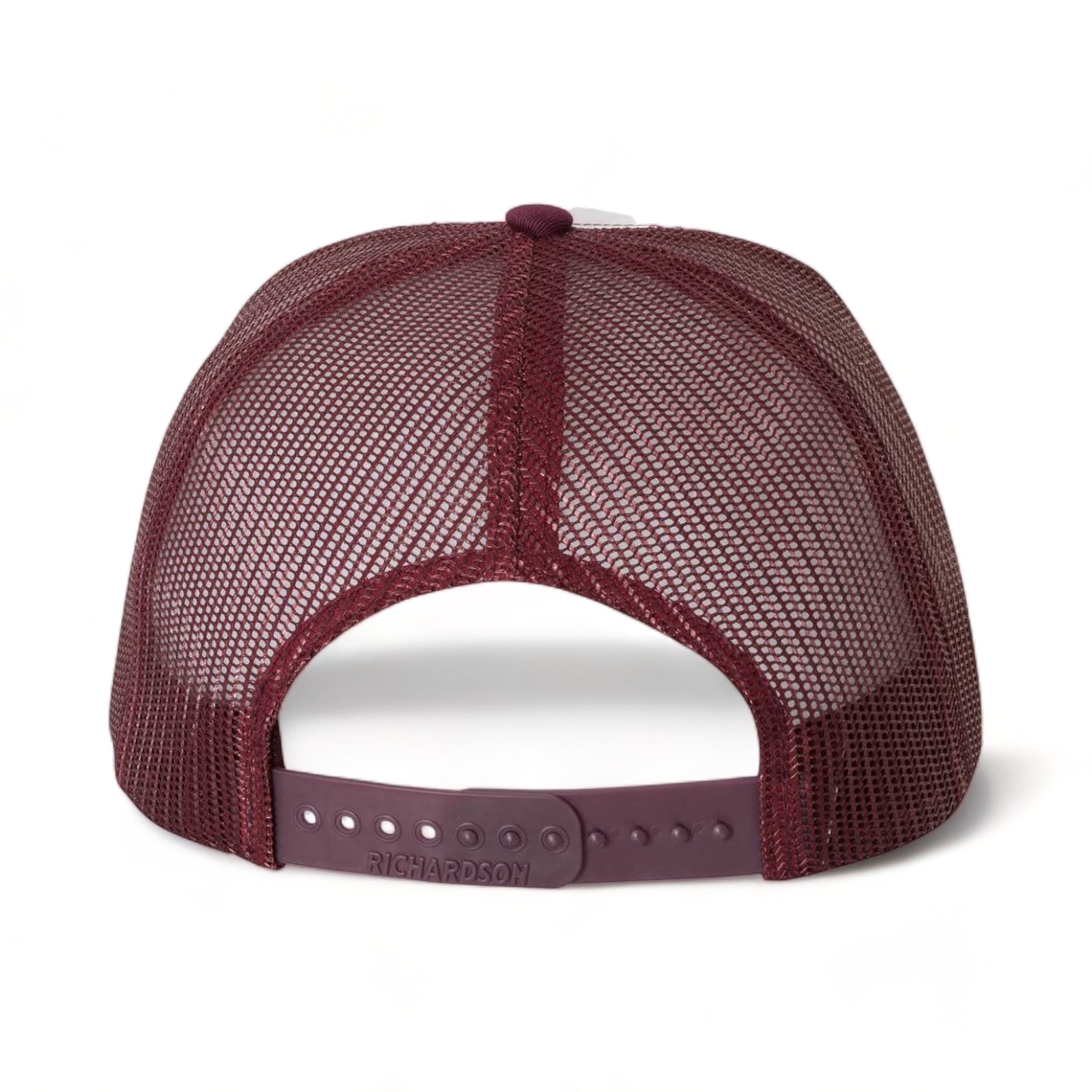 Back view of Richardson 112 custom hat in white and maroon