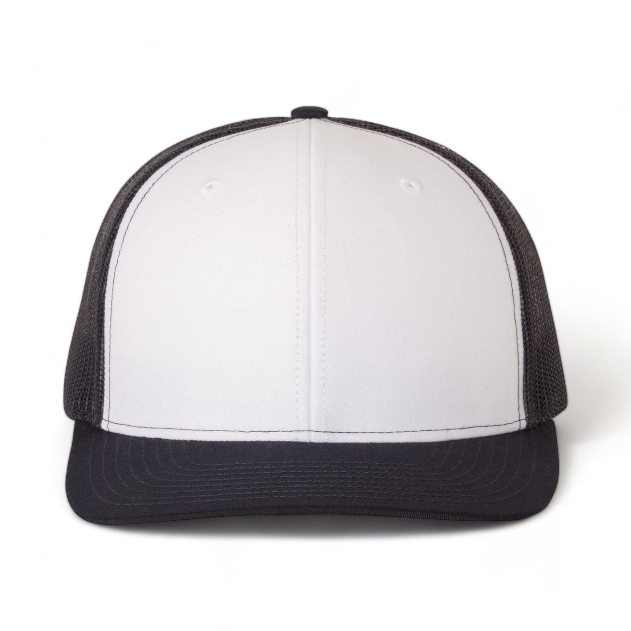 Front view of Richardson 112 custom hat in white and navy