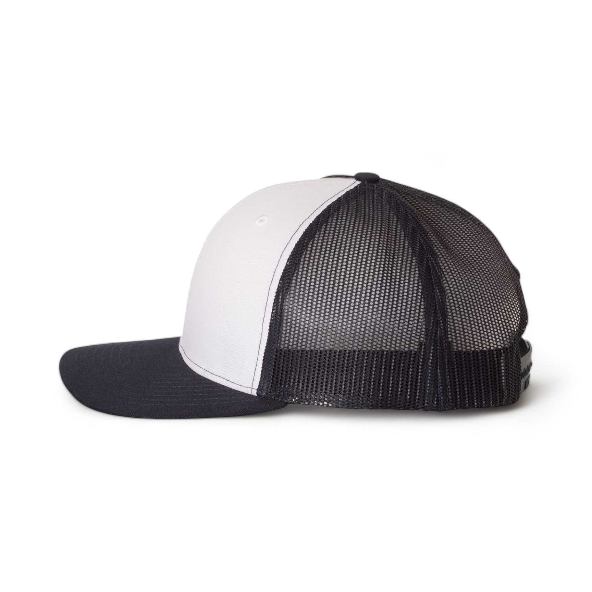 Side view of Richardson 112 custom hat in white and navy