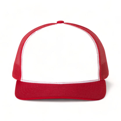 Front view of Richardson 112 custom hat in white and red