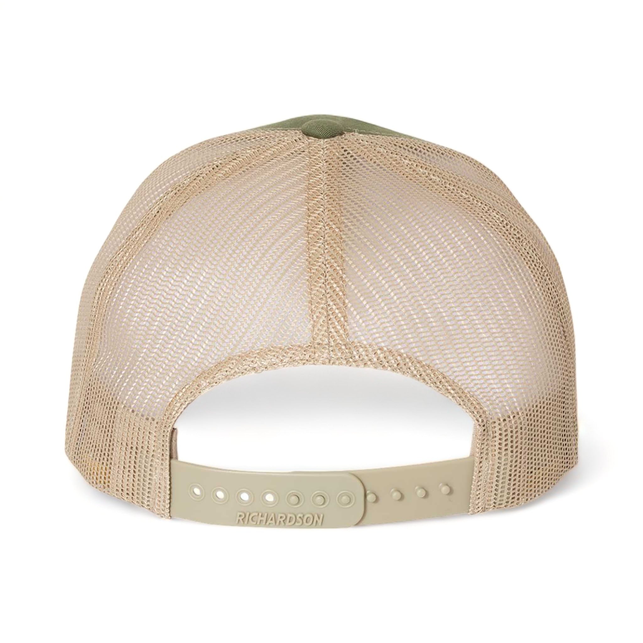 Back view of Richardson 112FP custom hat in army olive green and tan