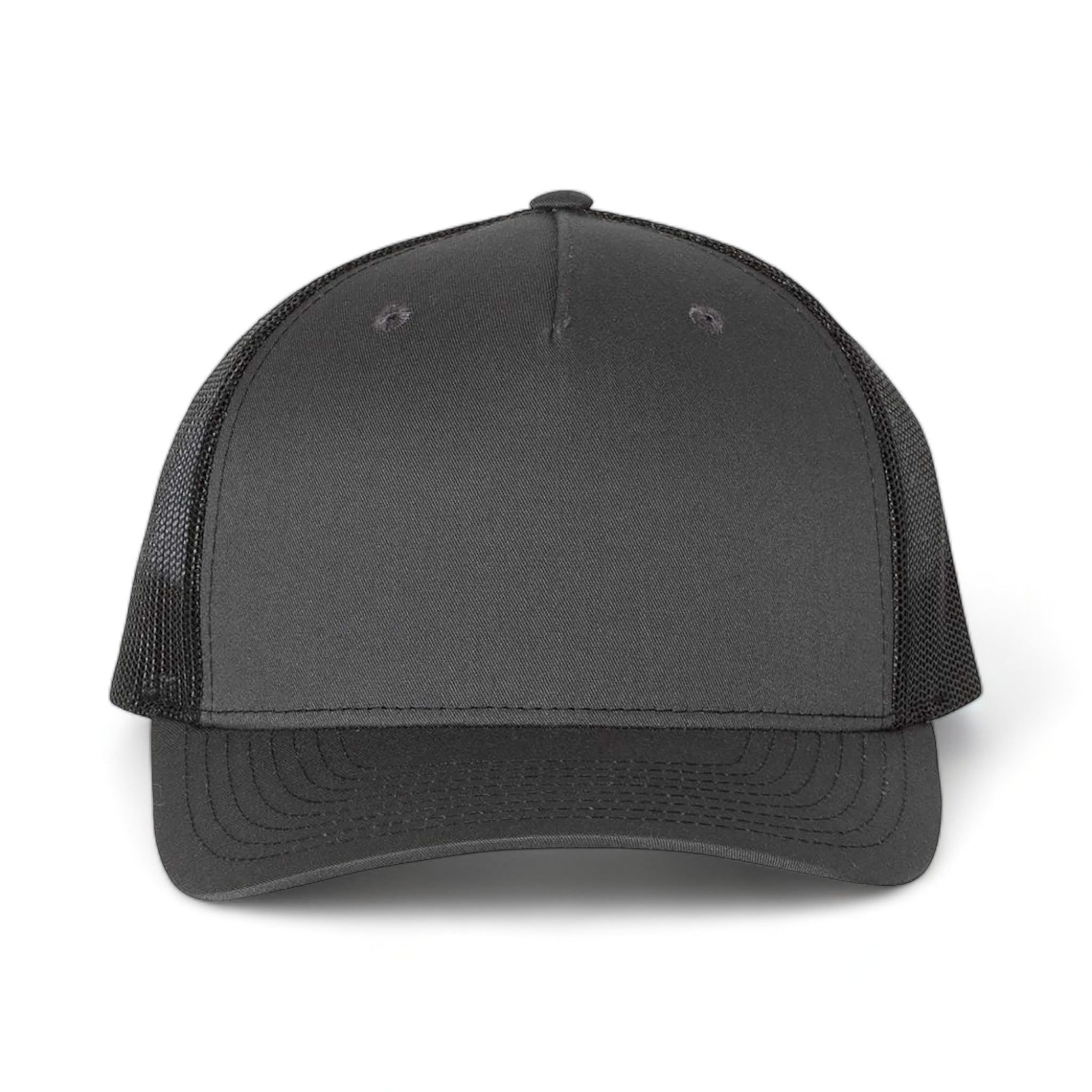 Front view of Richardson 112FP custom hat in charcoal and black