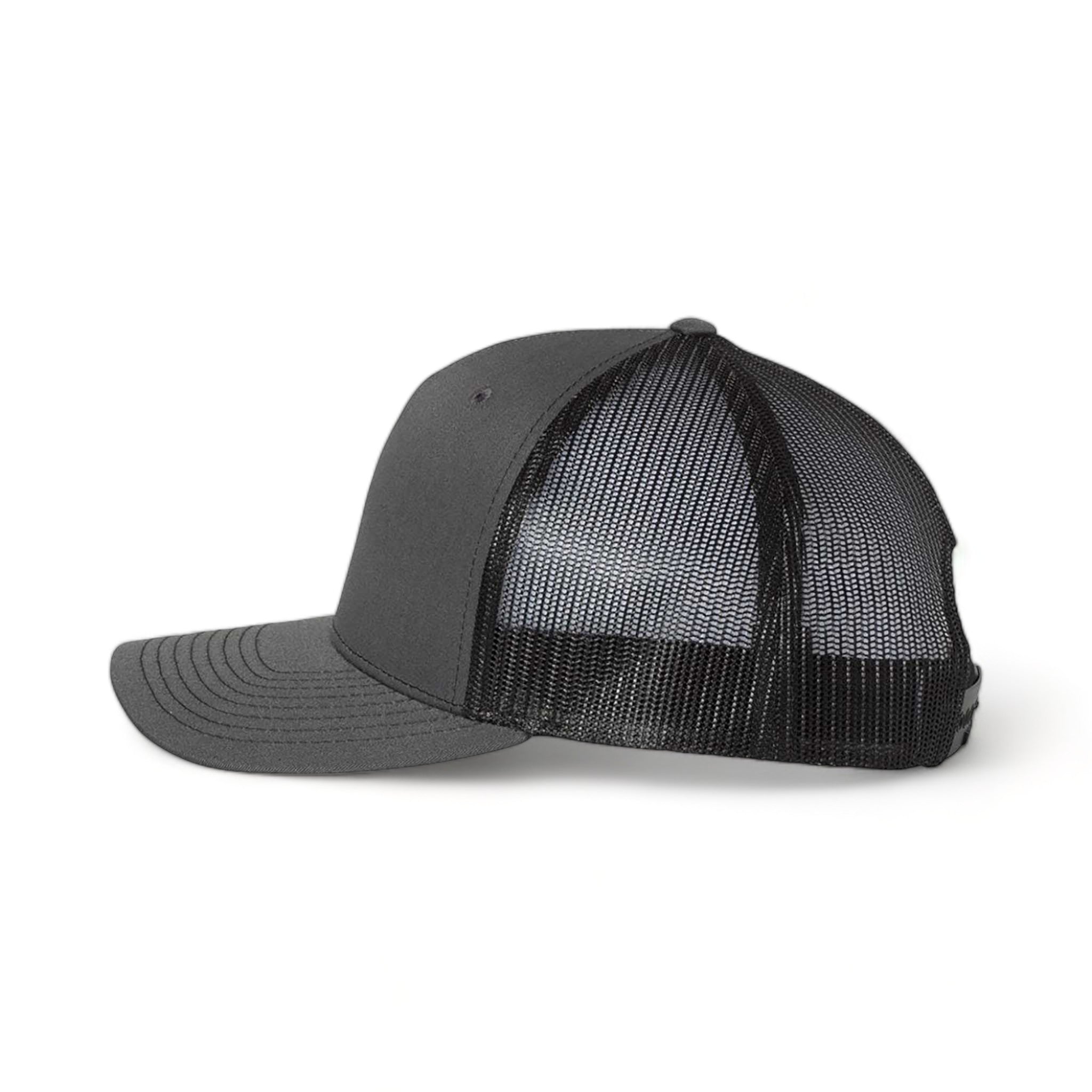 Side view of Richardson 112FP custom hat in charcoal and black