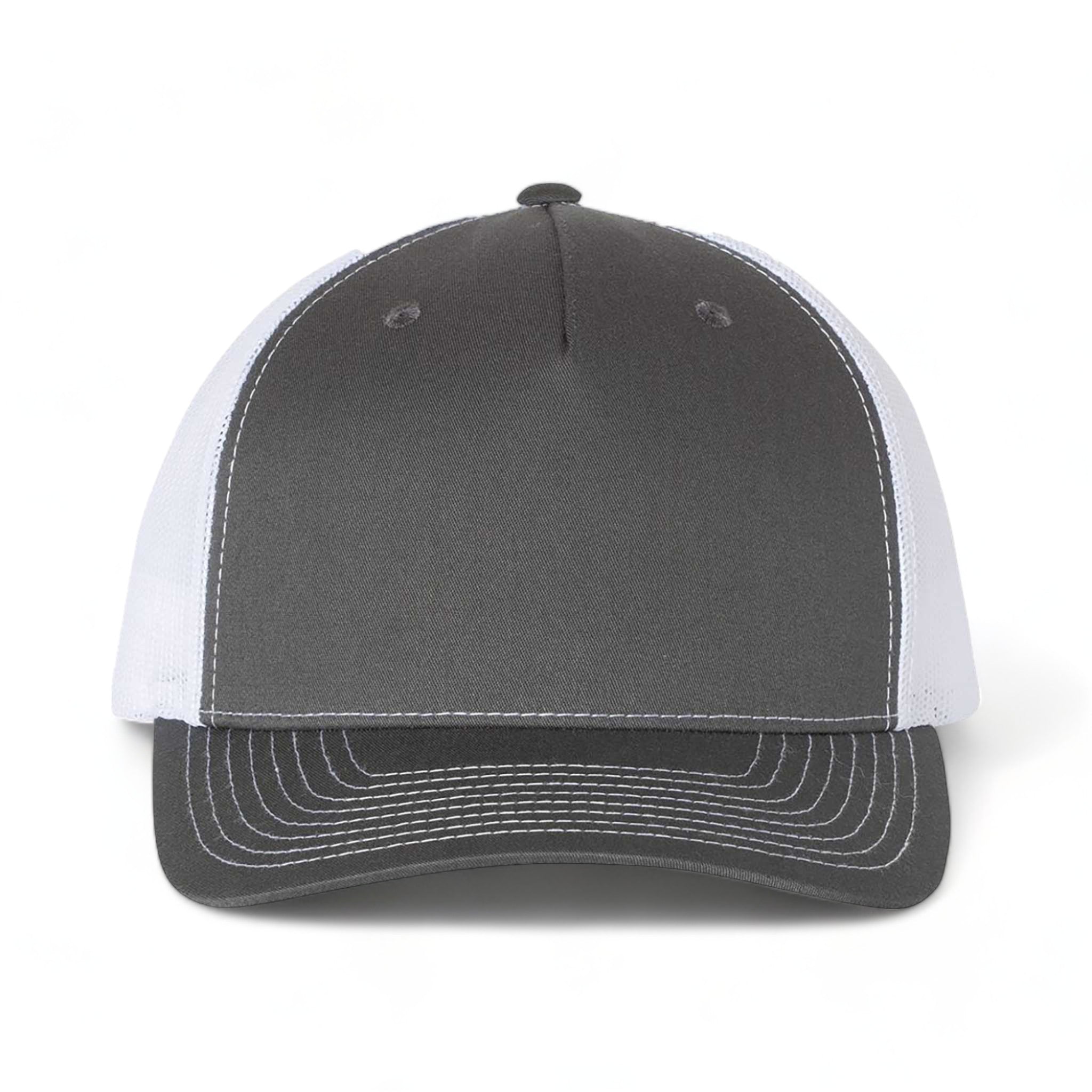 Front view of Richardson 112FP custom hat in charcoal and white