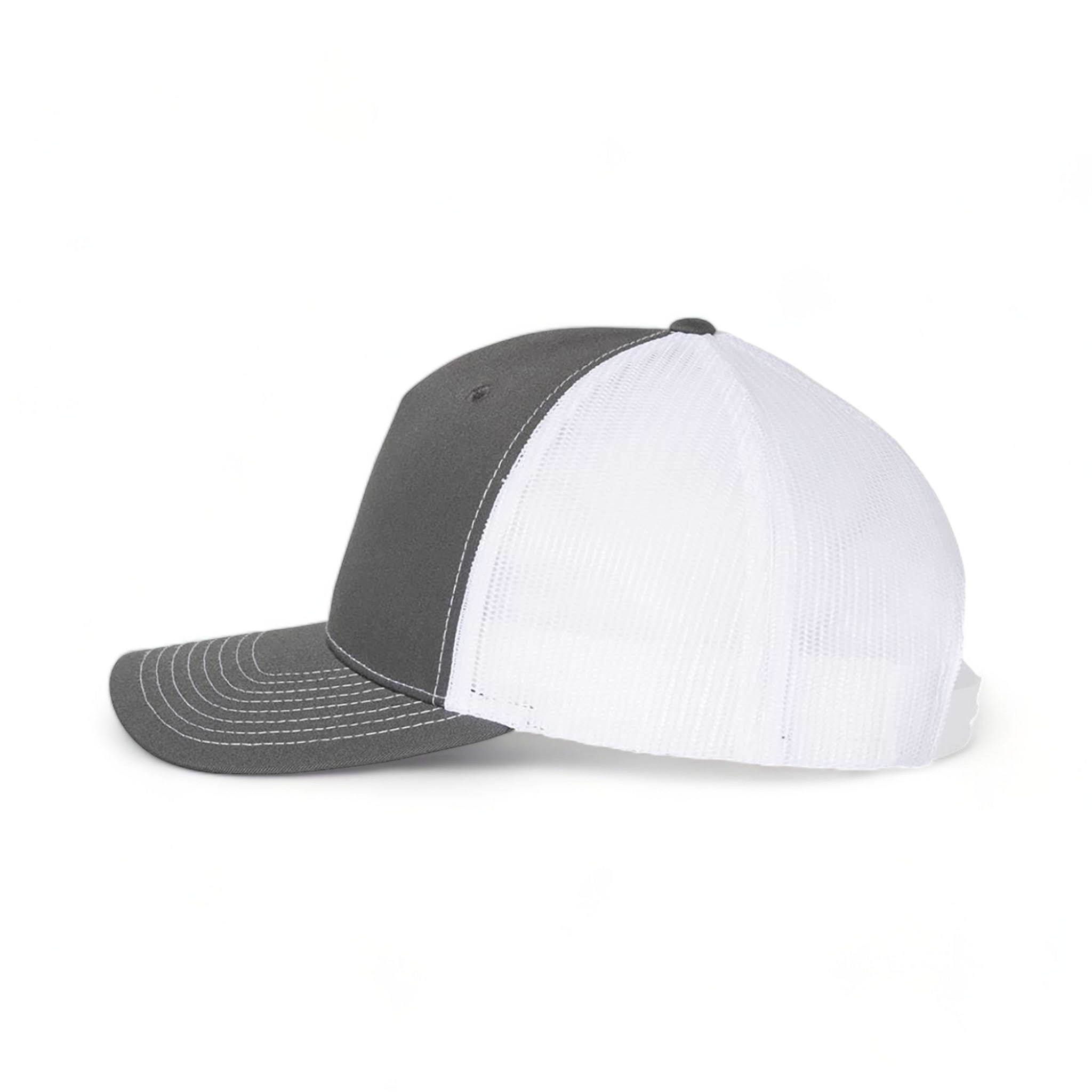 Side view of Richardson 112FP custom hat in charcoal and white