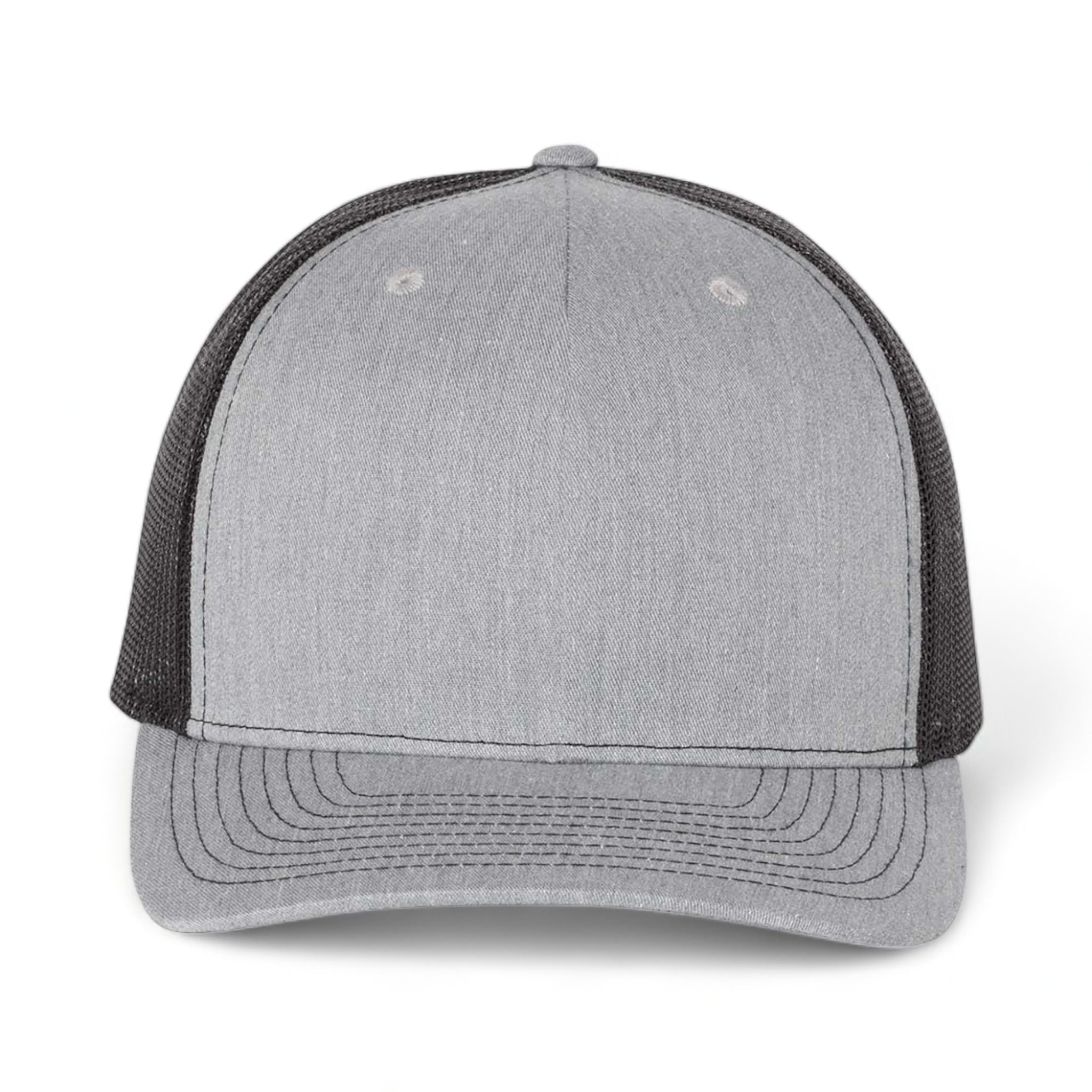 Front view of Richardson 112FP custom hat in heather grey and black