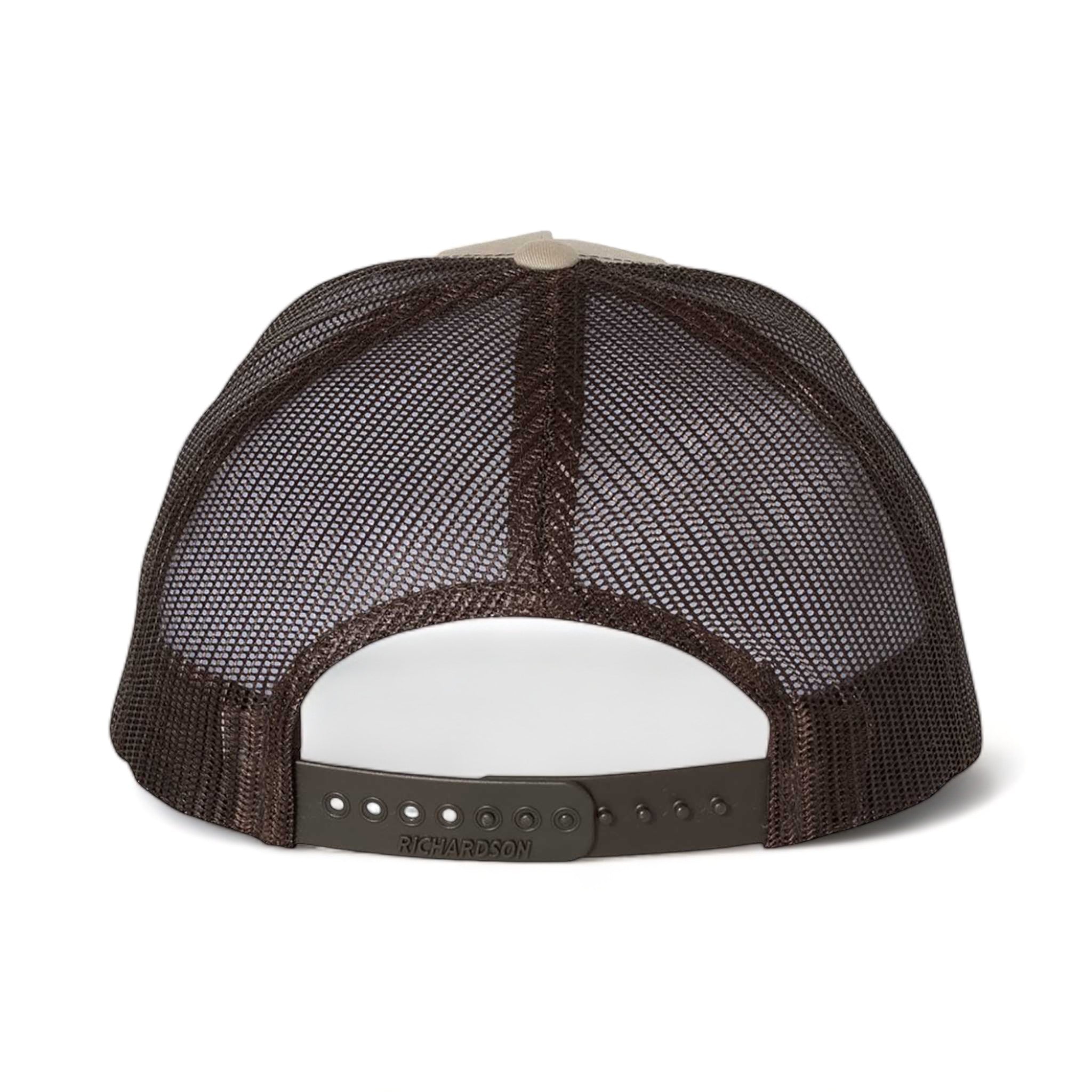 Back view of Richardson 112FP custom hat in khaki and coffee