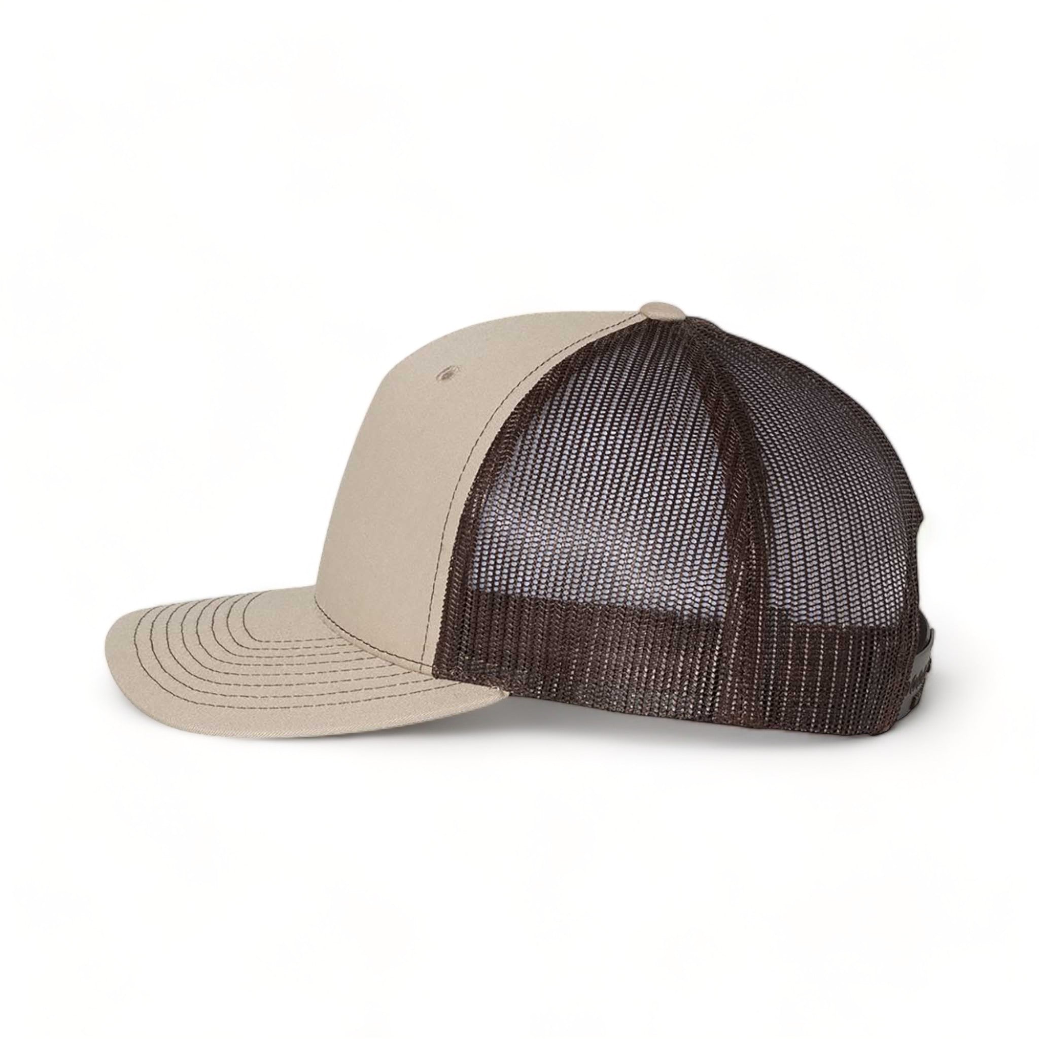 Side view of Richardson 112FP custom hat in khaki and coffee