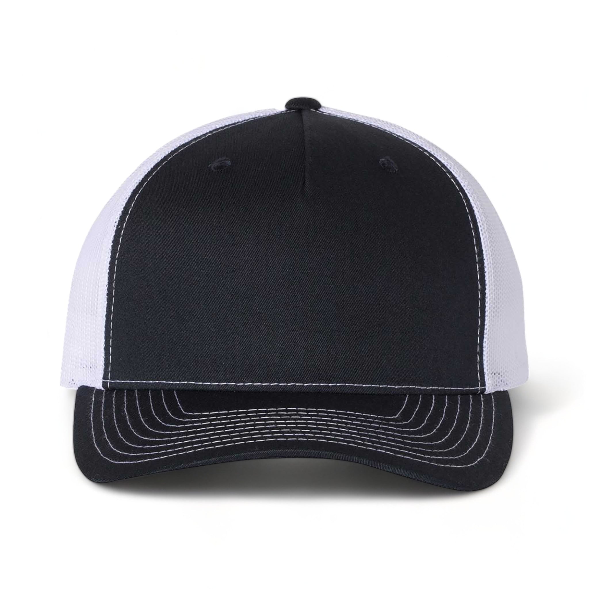 Front view of Richardson 112FP custom hat in navy and white