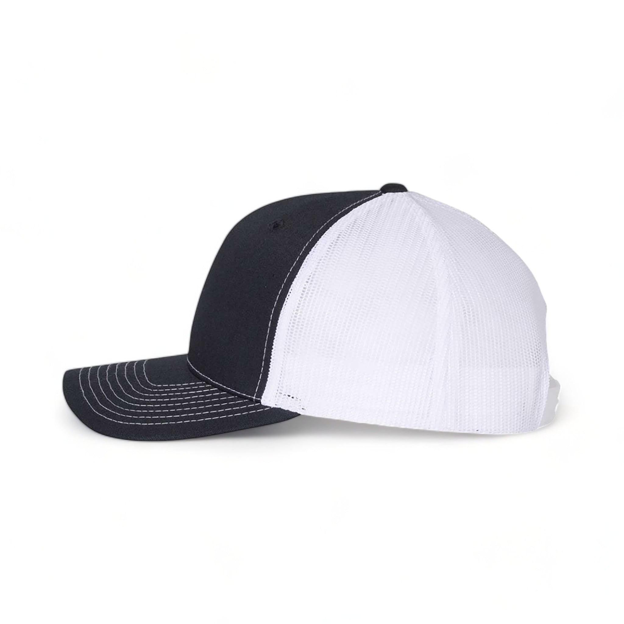 Side view of Richardson 112FP custom hat in navy and white