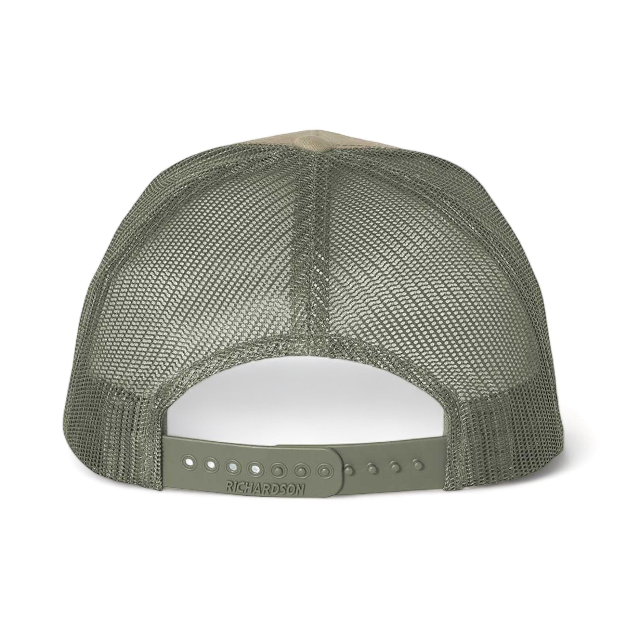 Back view of Richardson 112FP custom hat in pale khaki and loden green
