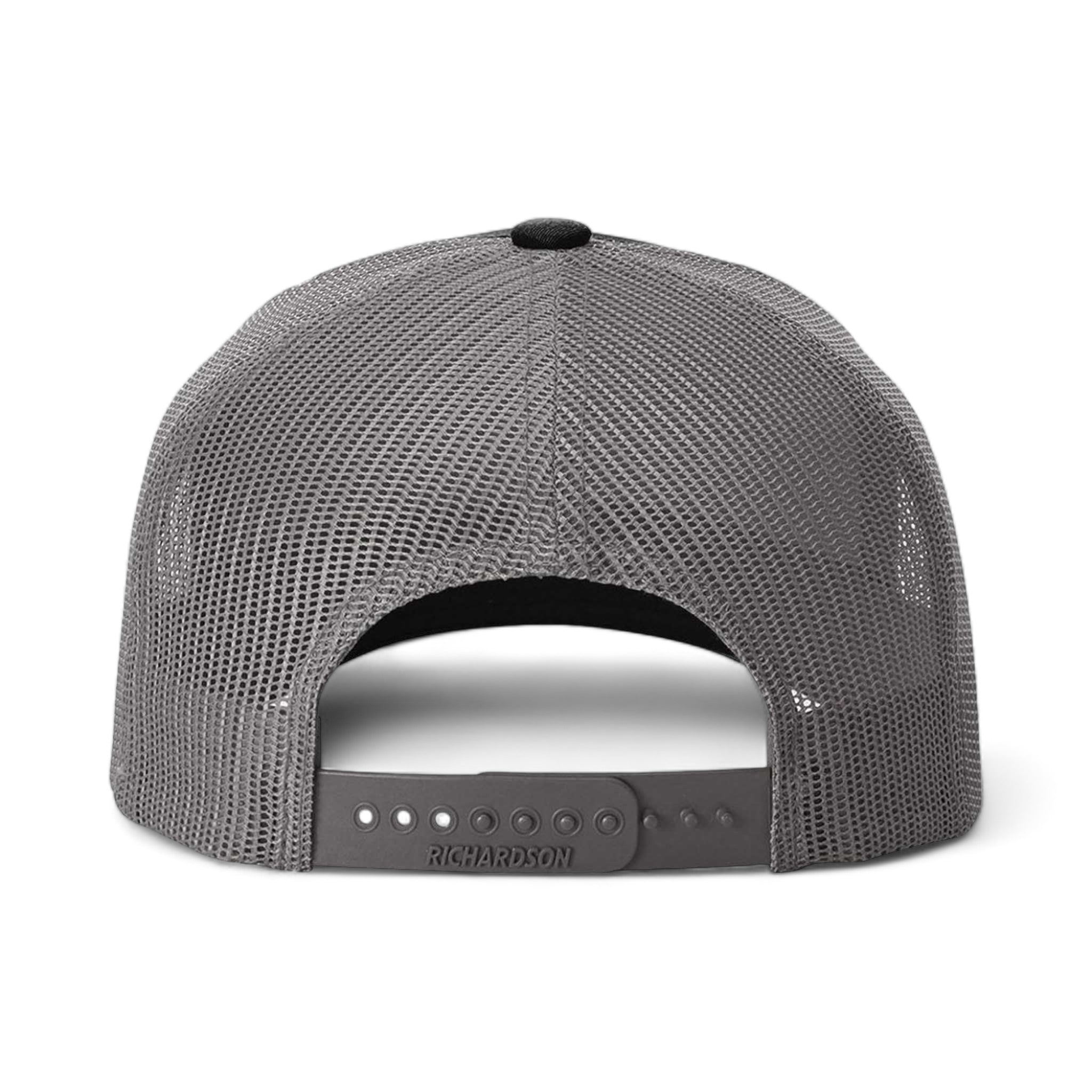 Back view of Richardson 112FPR custom hat in black and charcoal