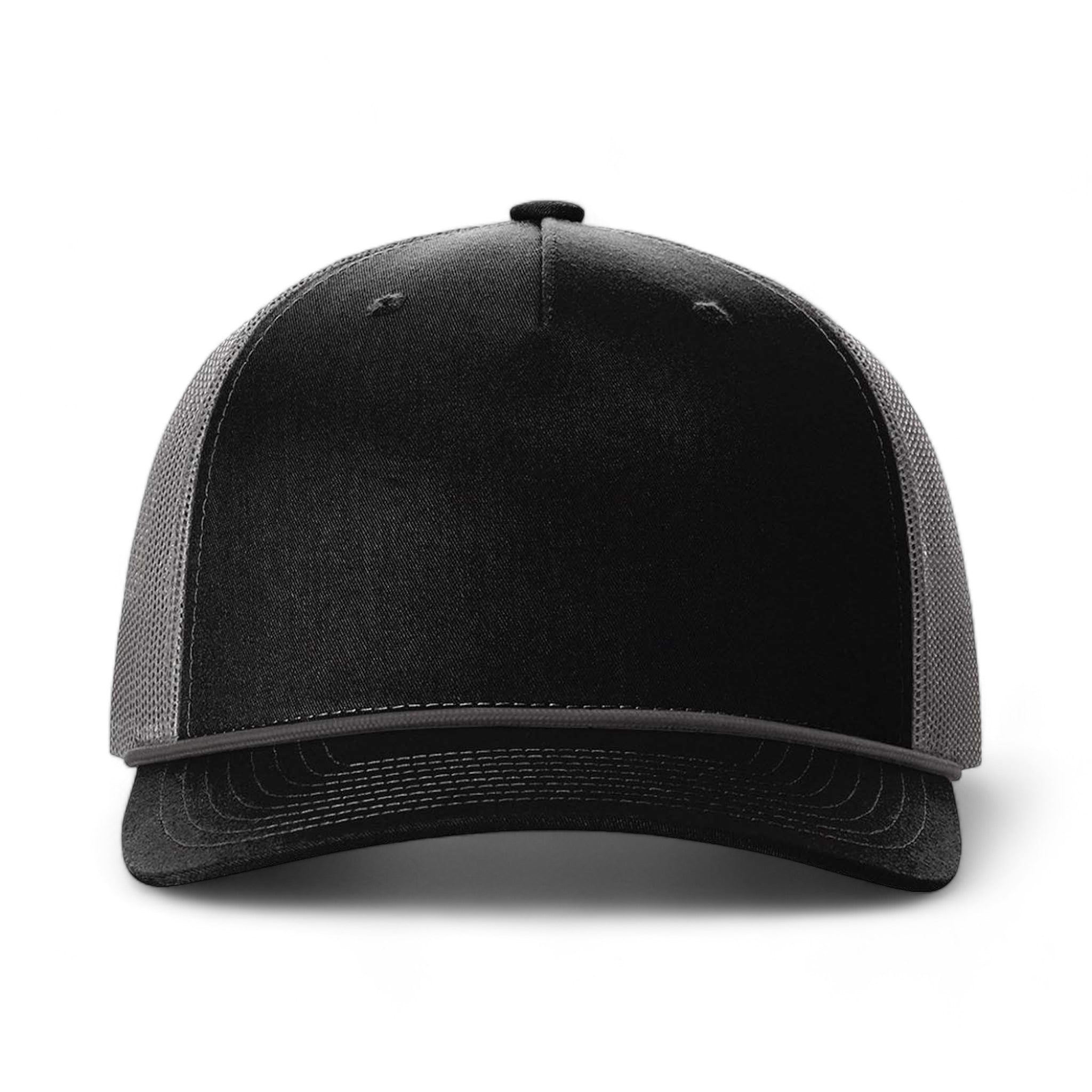 Front view of Richardson 112FPR custom hat in black and charcoal