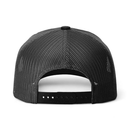 Back view of Richardson 112FPR custom hat in black and white