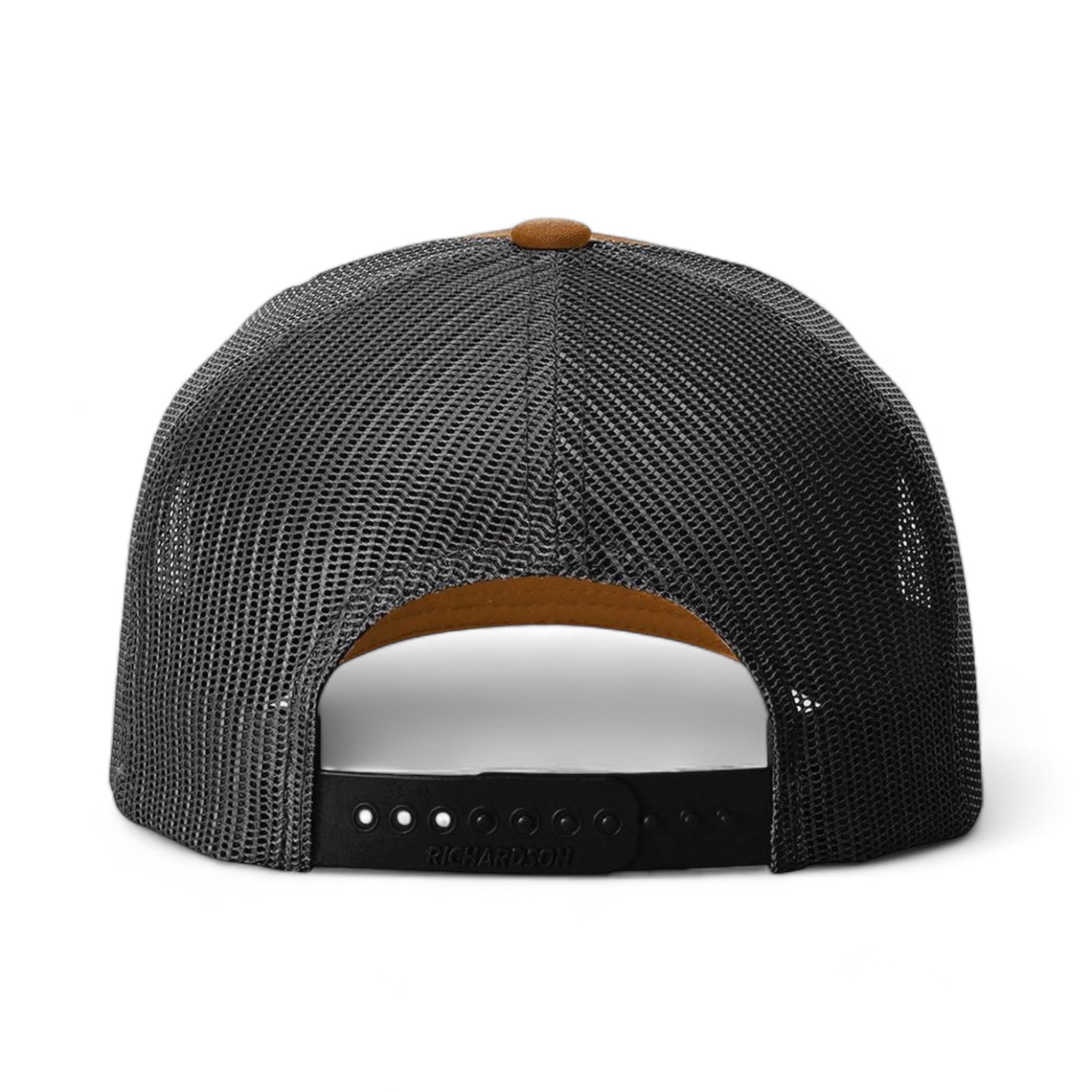 Back view of Richardson 112FPR custom hat in caramel and black