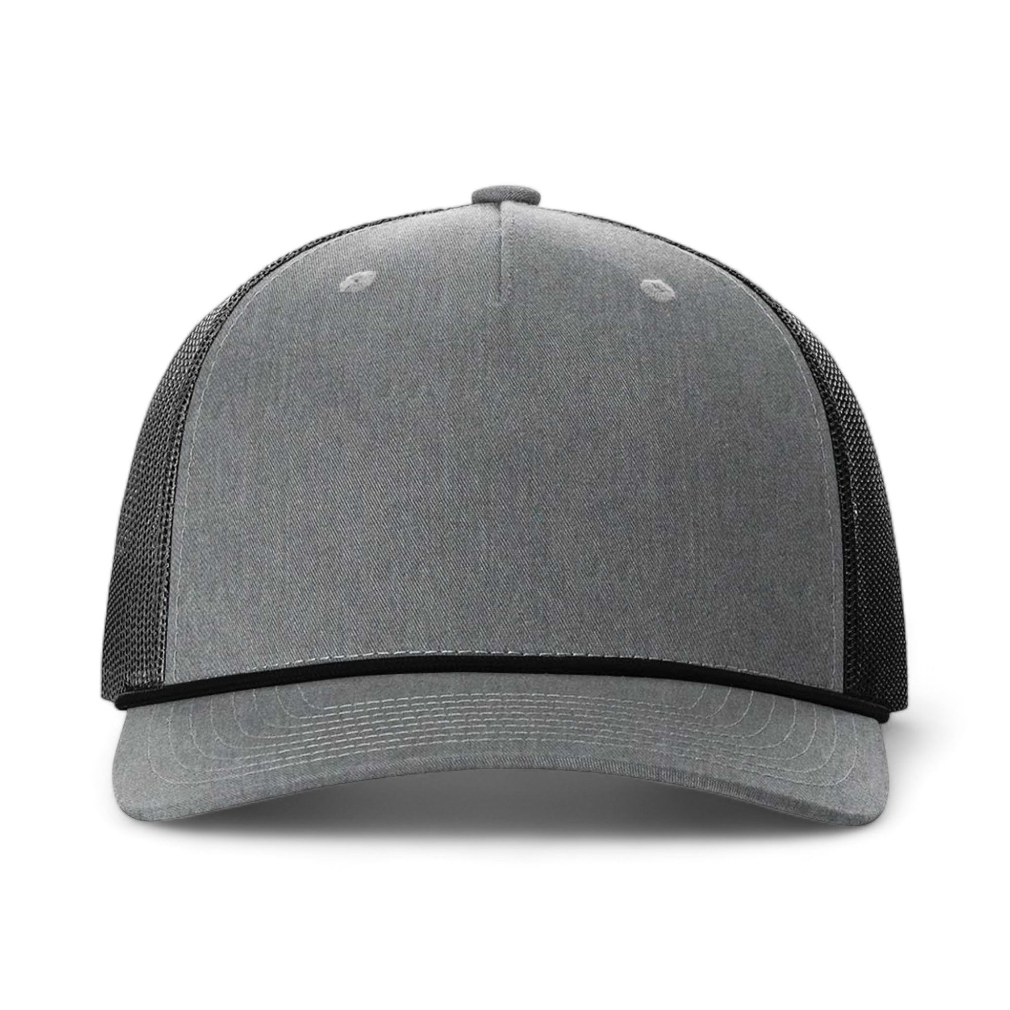 Front view of Richardson 112FPR custom hat in heather grey and black