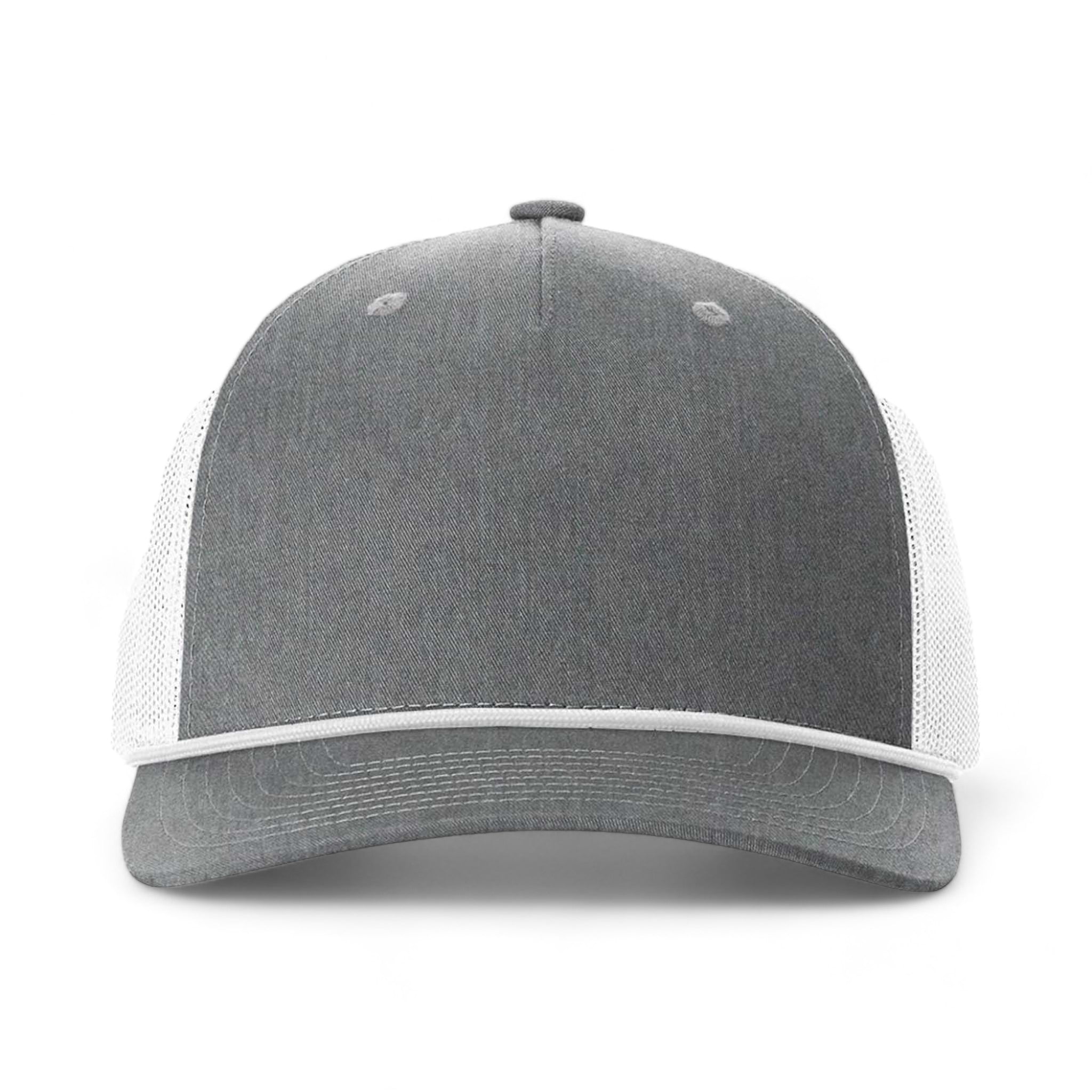 Front view of Richardson 112FPR custom hat in heather grey and white