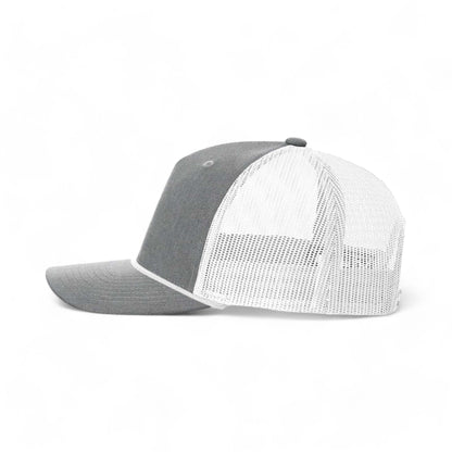 Side view of Richardson 112FPR custom hat in heather grey and white