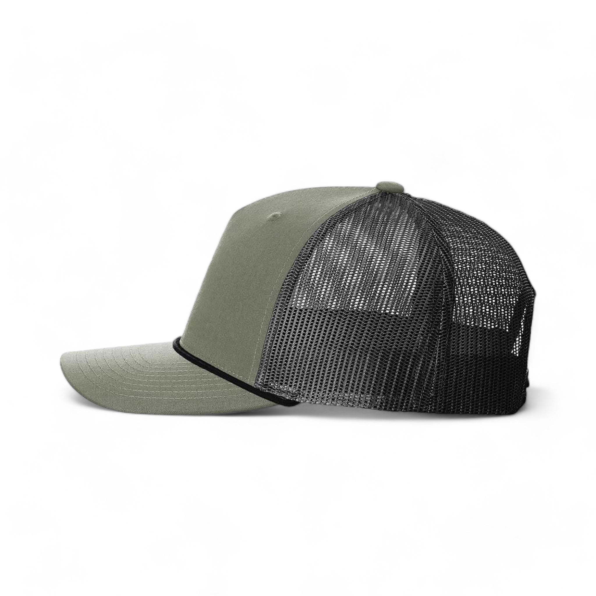 Side view of Richardson 112FPR custom hat in loden green and black
