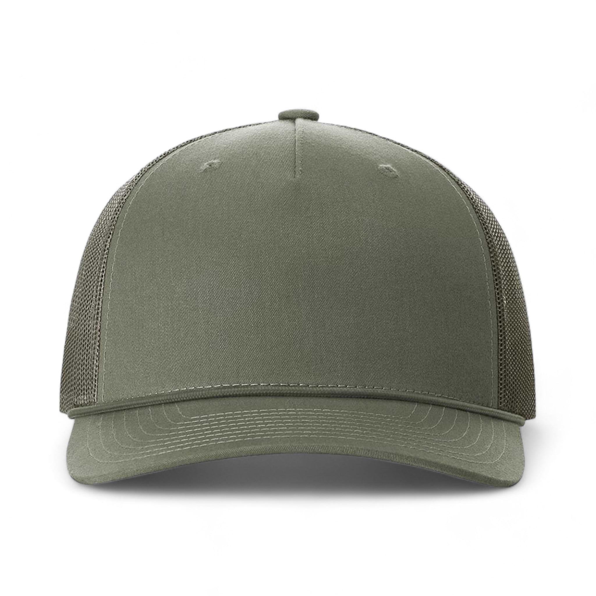 Front view of Richardson 112FPR custom hat in loden green