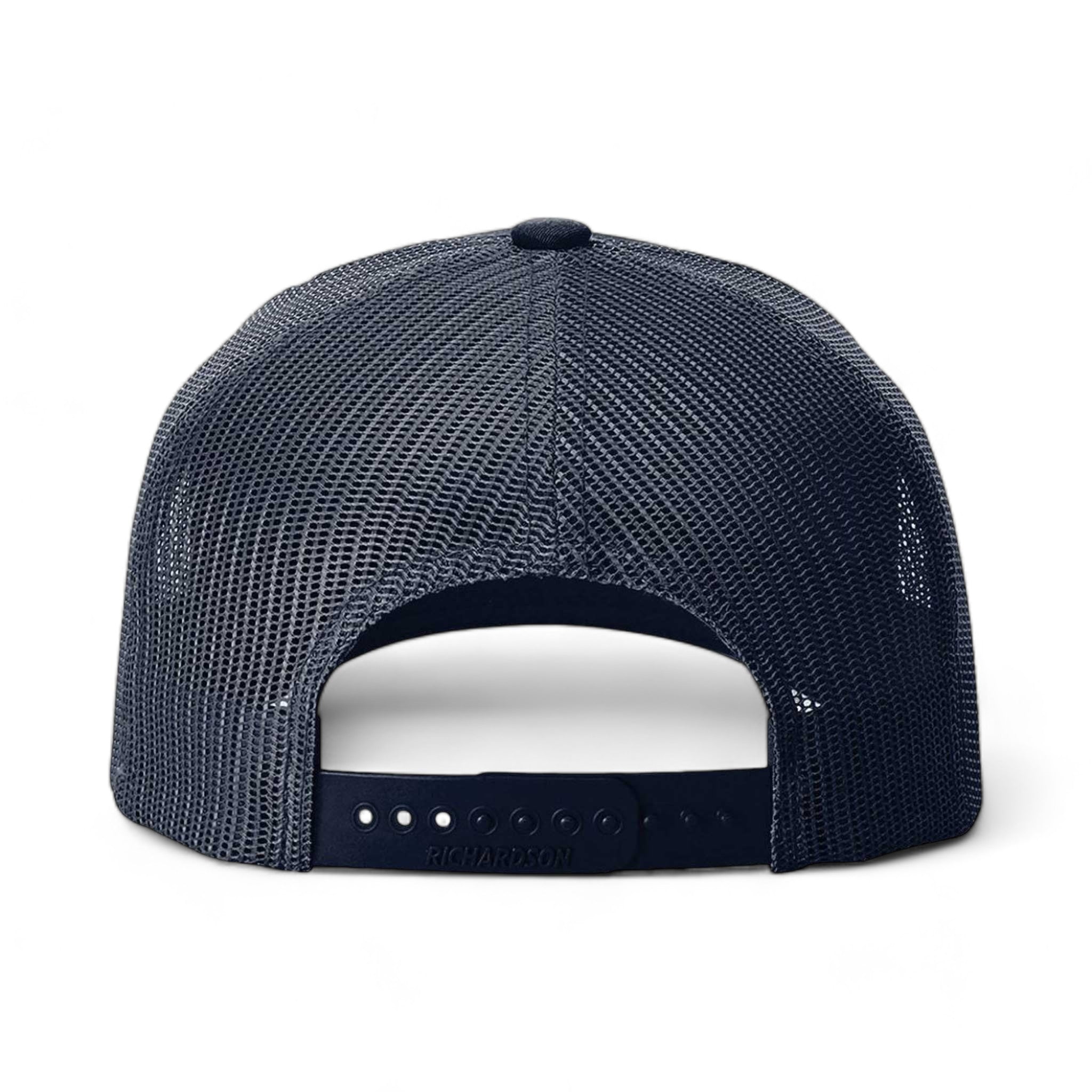 Back view of Richardson 112FPR custom hat in navy and white