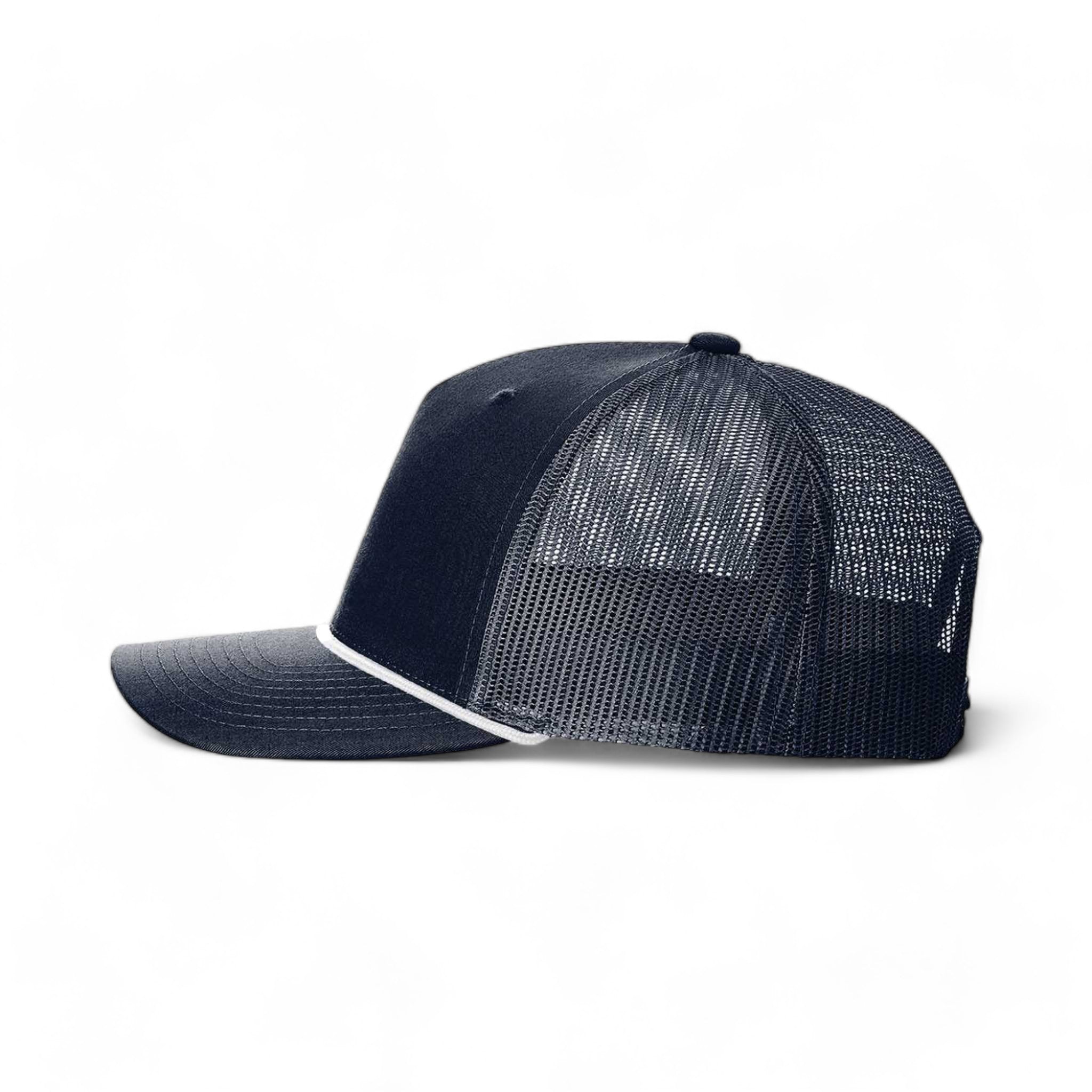 Side view of Richardson 112FPR custom hat in navy and white