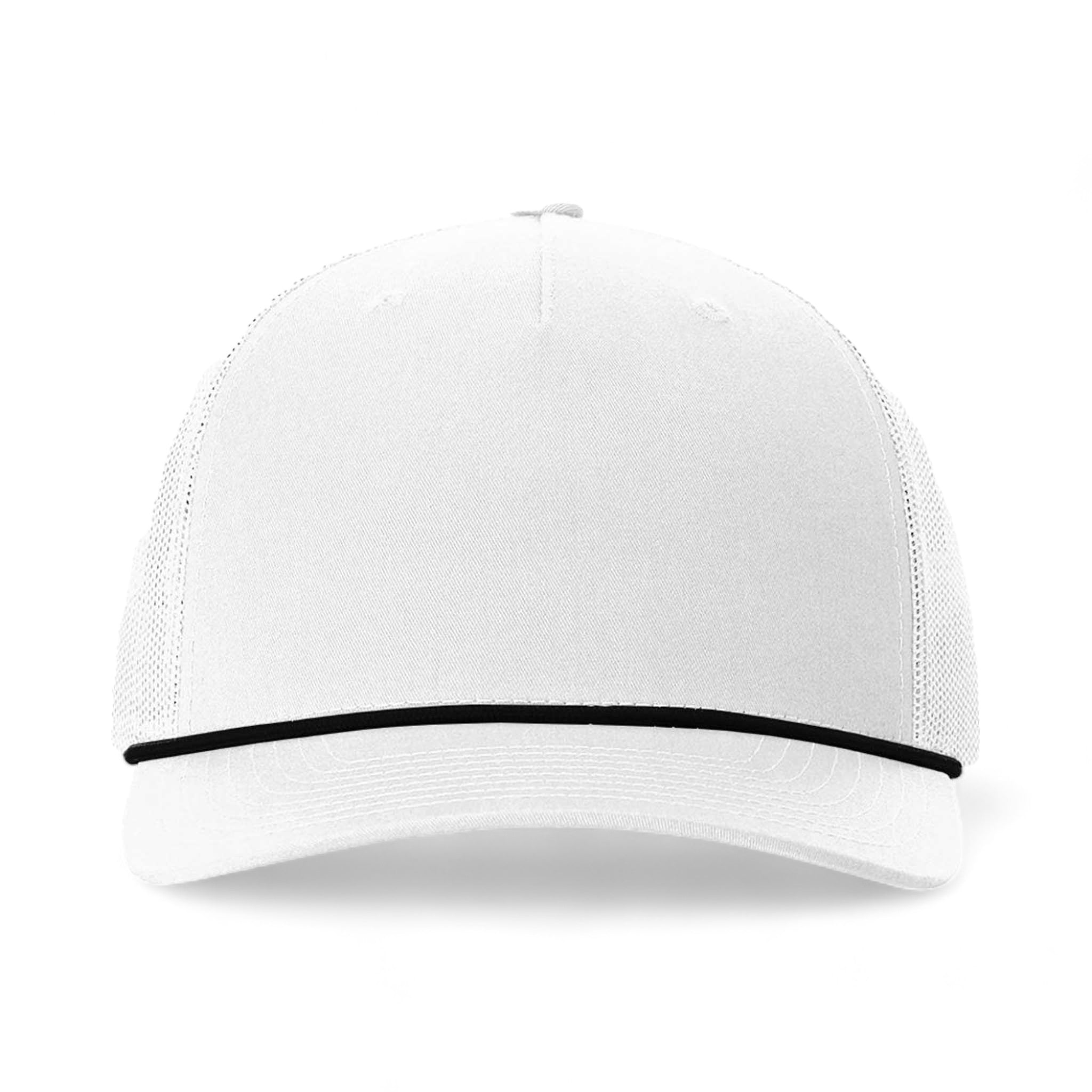 Front view of Richardson 112FPR custom hat in white and black
