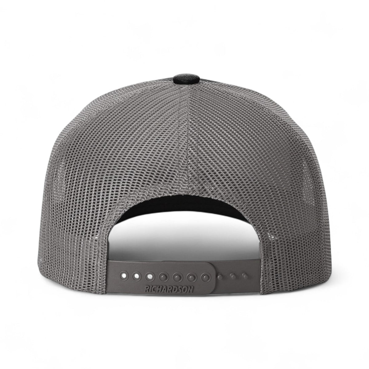 Back view of Richardson 112FPR custom hat in black and charcoal
