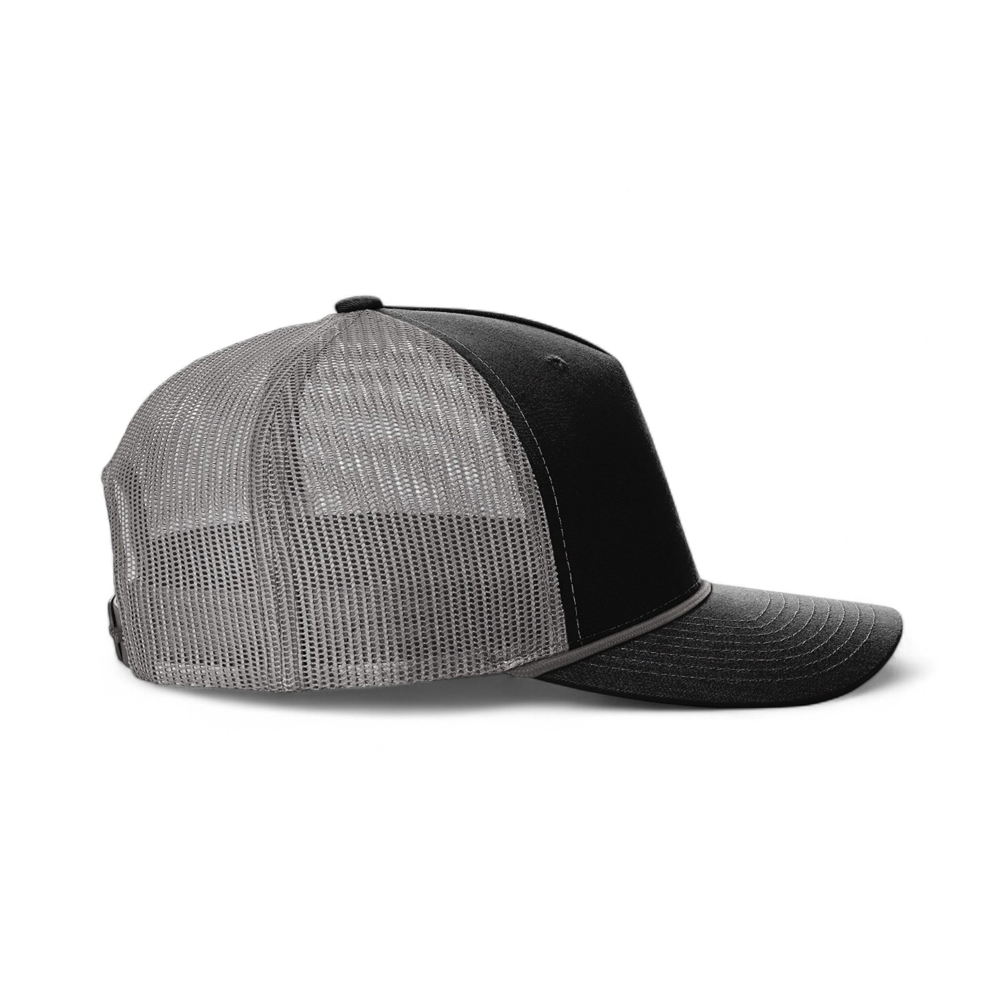 Right side view of Richardson 112FPR custom hat in black and charcoal