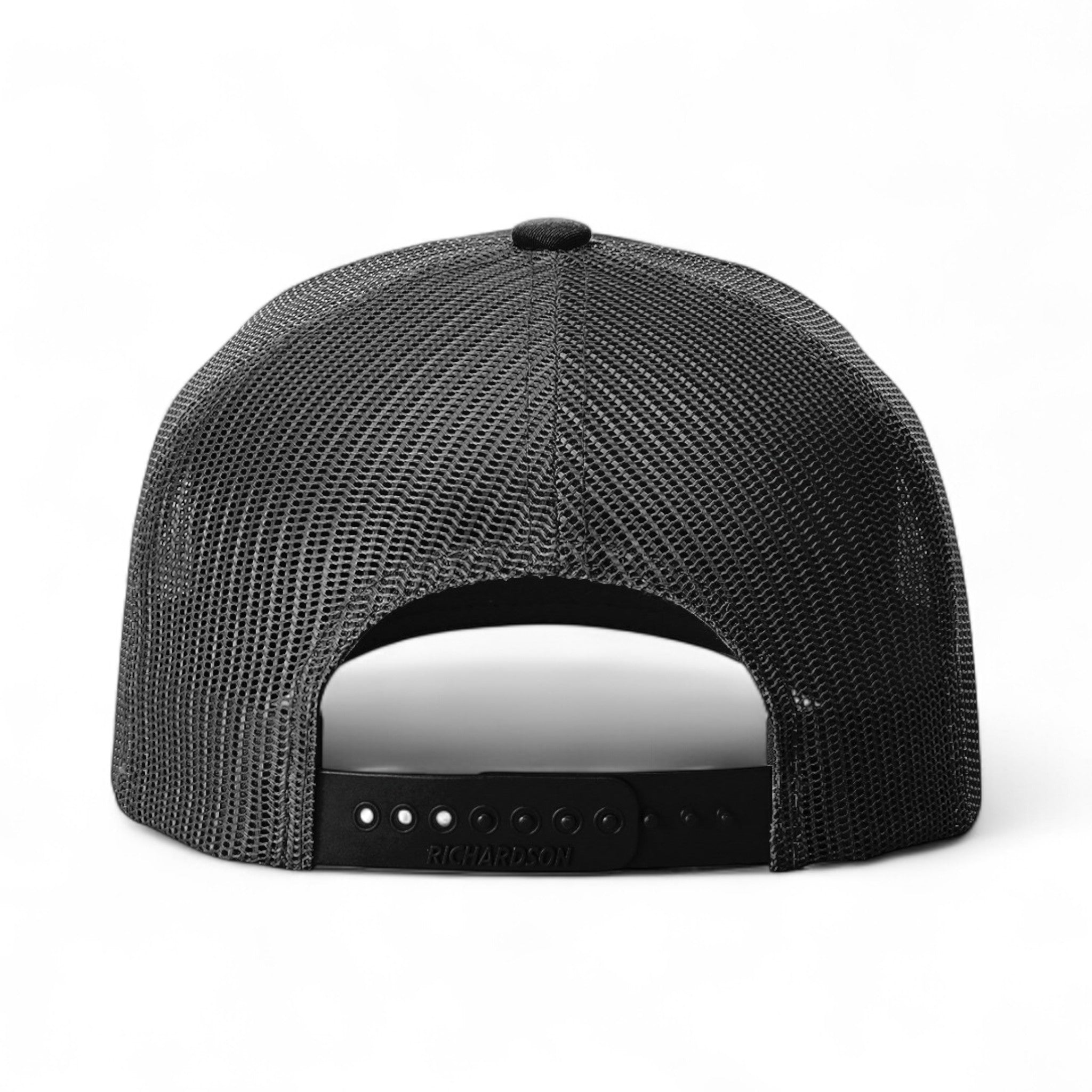 Back view of Richardson 112FP custom hat in black