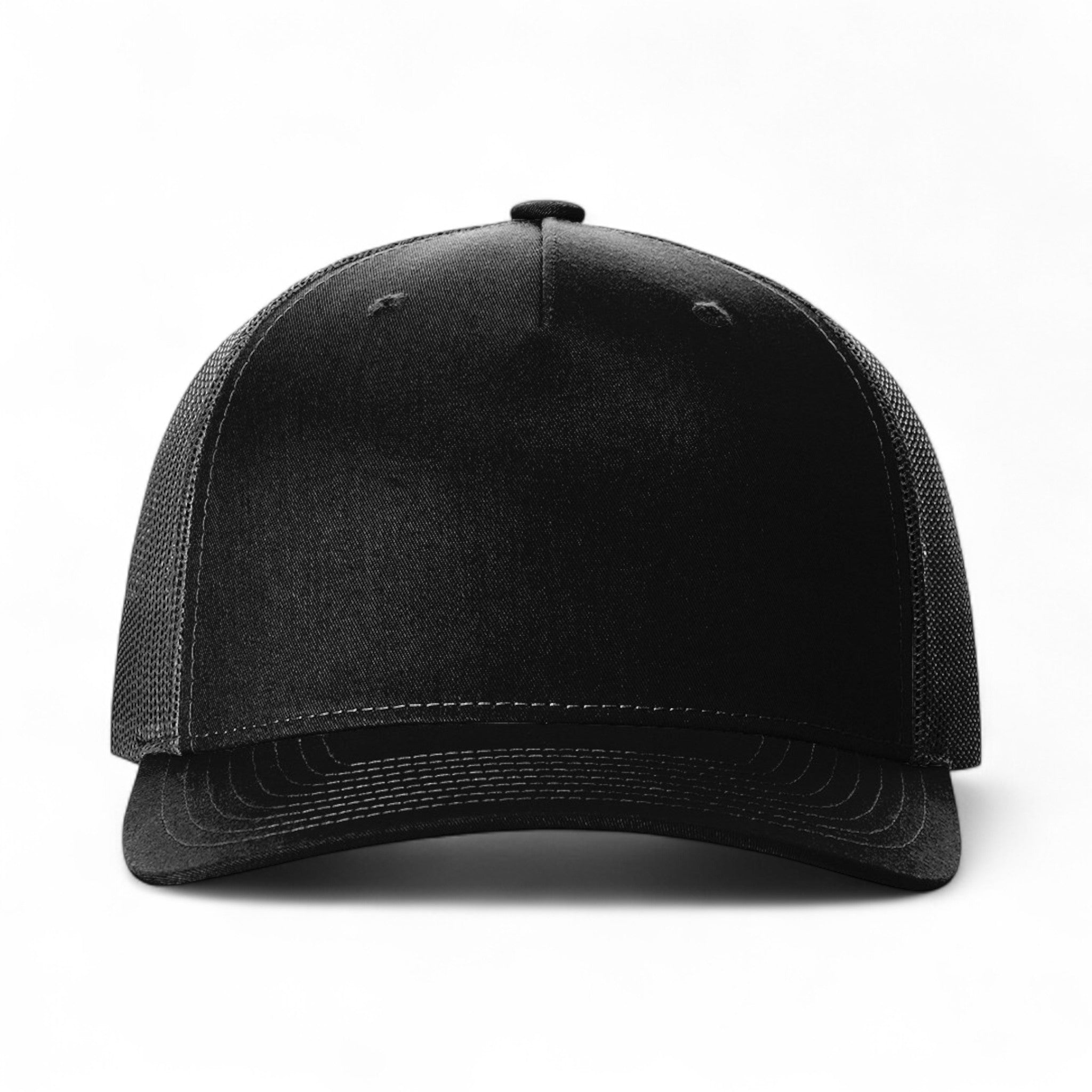Front view of Richardson 112FP custom hat in black