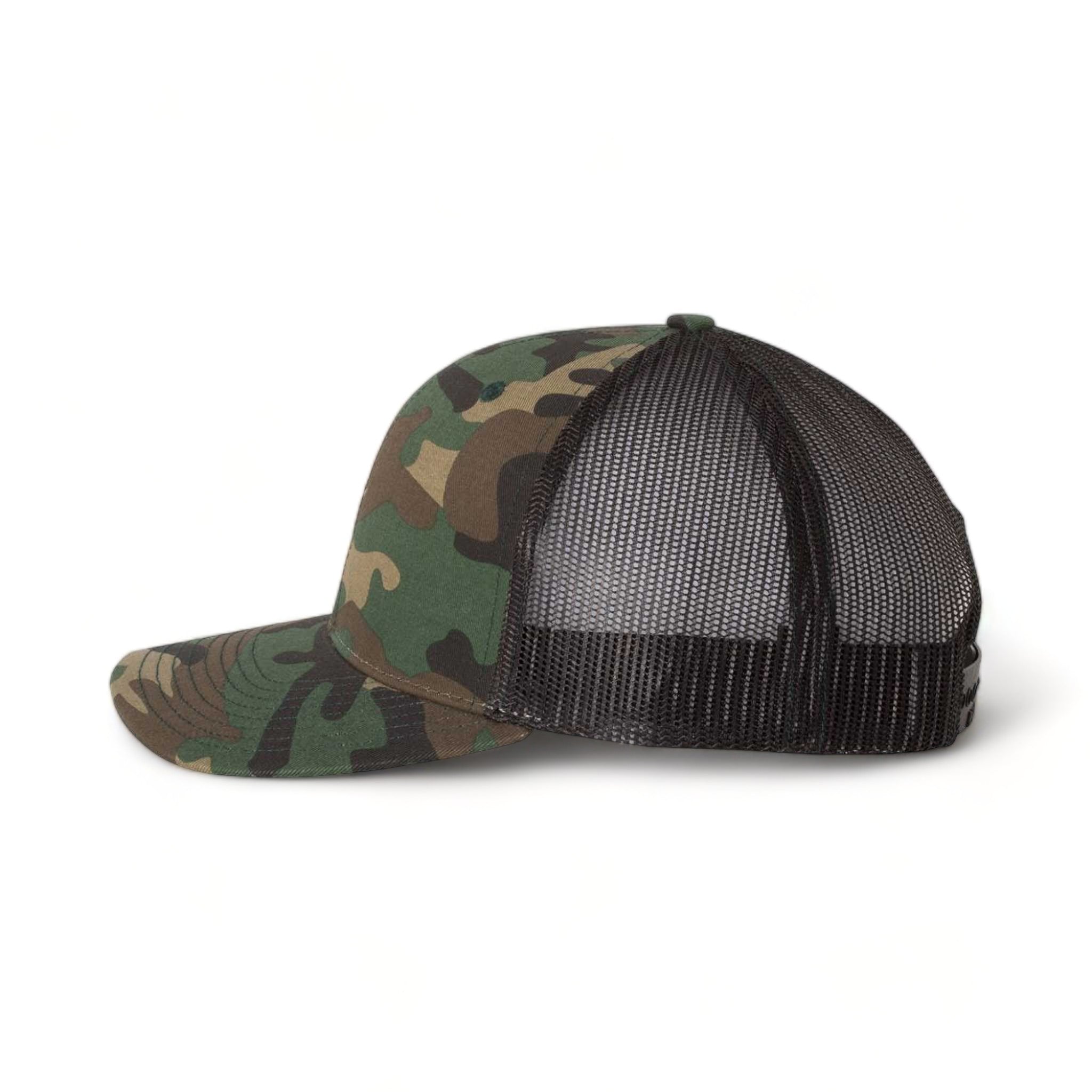 Side view of Richardson 112P custom hat in army camo and black