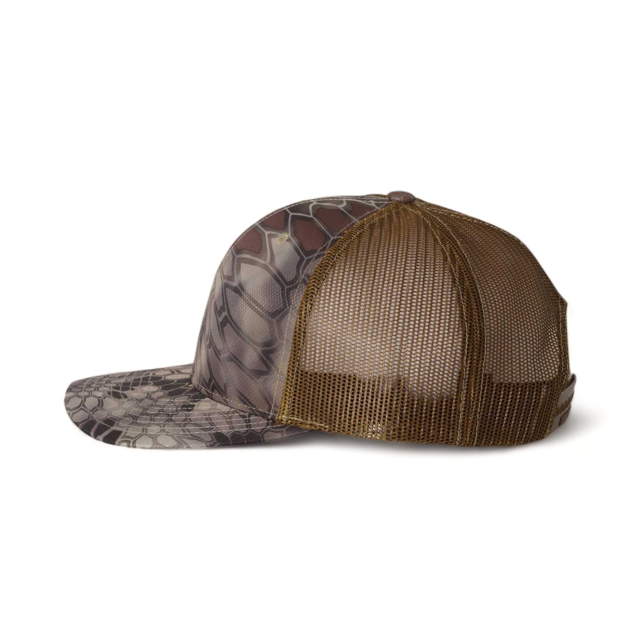Side view of Richardson 112P custom hat in kryptek highlander - buck